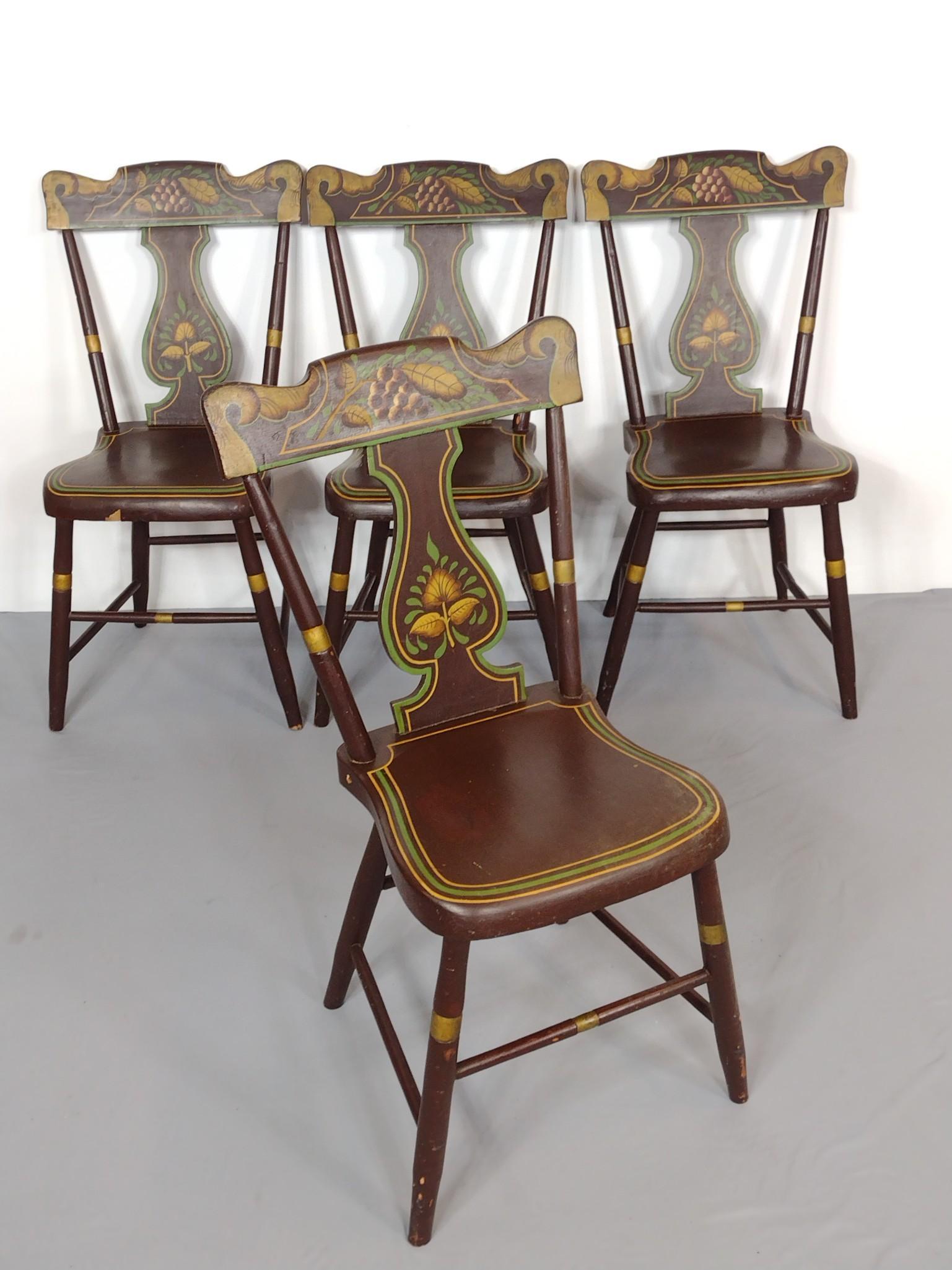 4 Painted Plank Bottom Chairs (1 of 5)