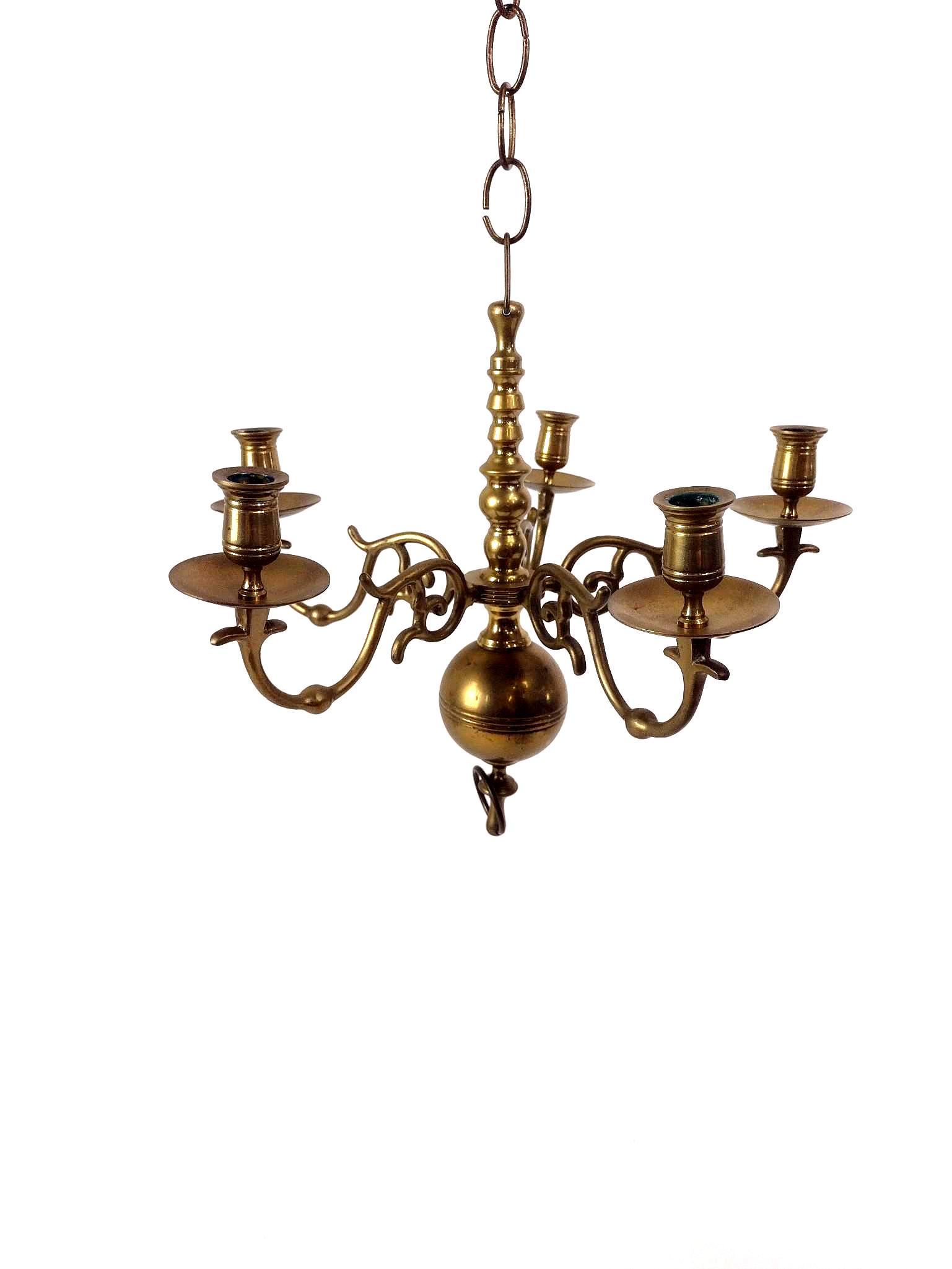 Brass 5 Lite Chandelier: 15" diameter X 13" tall. EL IMPORTANT: Before bidding, please read the terms and conditions. When you registered for the auction you agreed to these terms and will be required to comply with them.