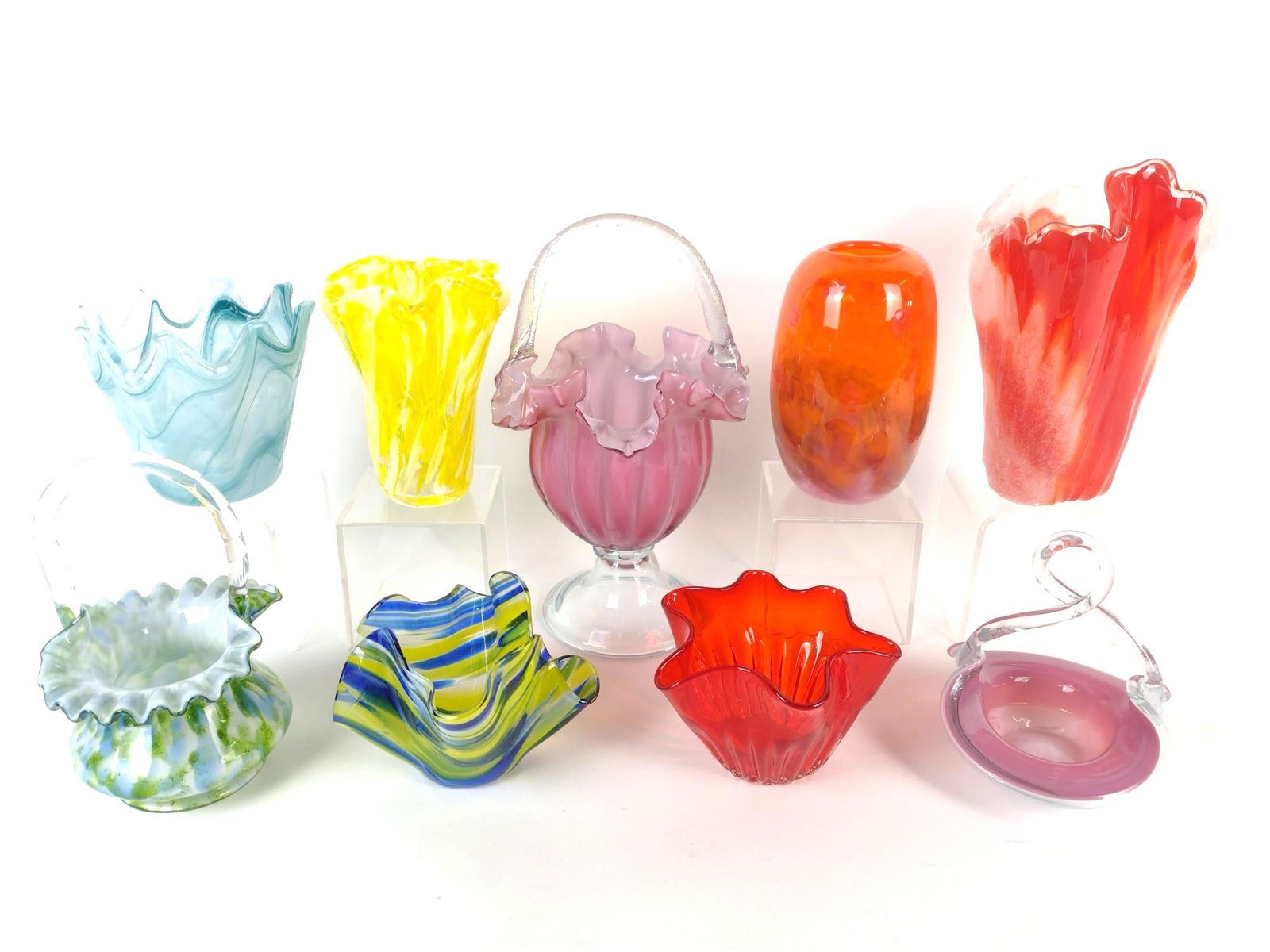 9 Pcs Art Glass incl Basket (1 of 17)
