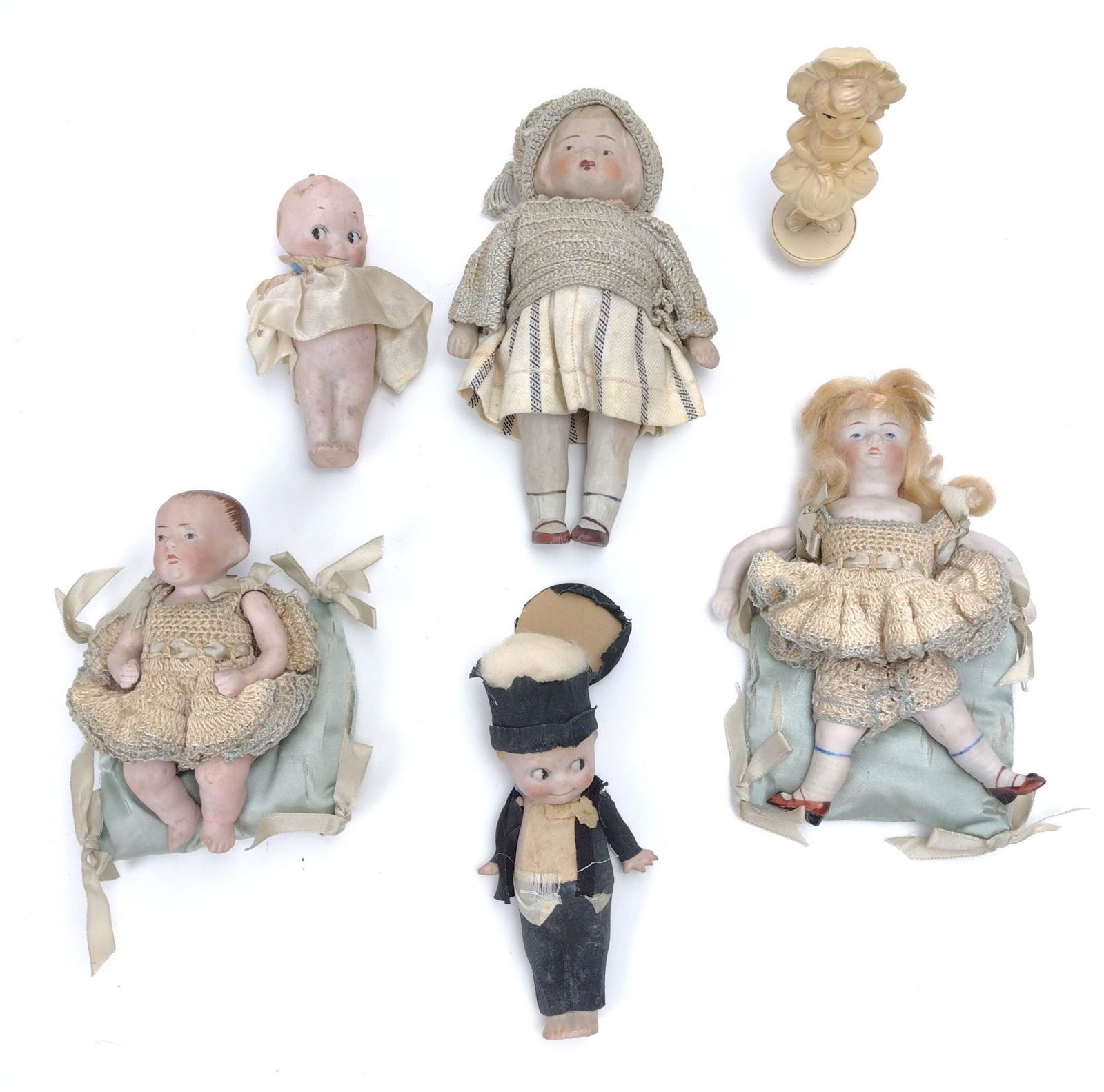 6 Miniature Dolls & Celluloid Nodder Incl Nippon Doll (1 of 4)