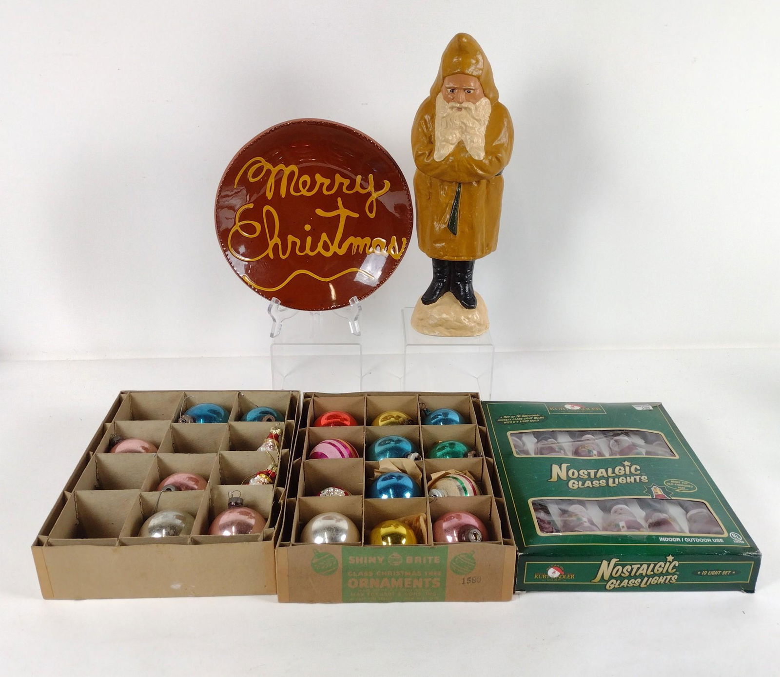 Christmas Decorations Incl Breininger Redware Plate (1 of 5)