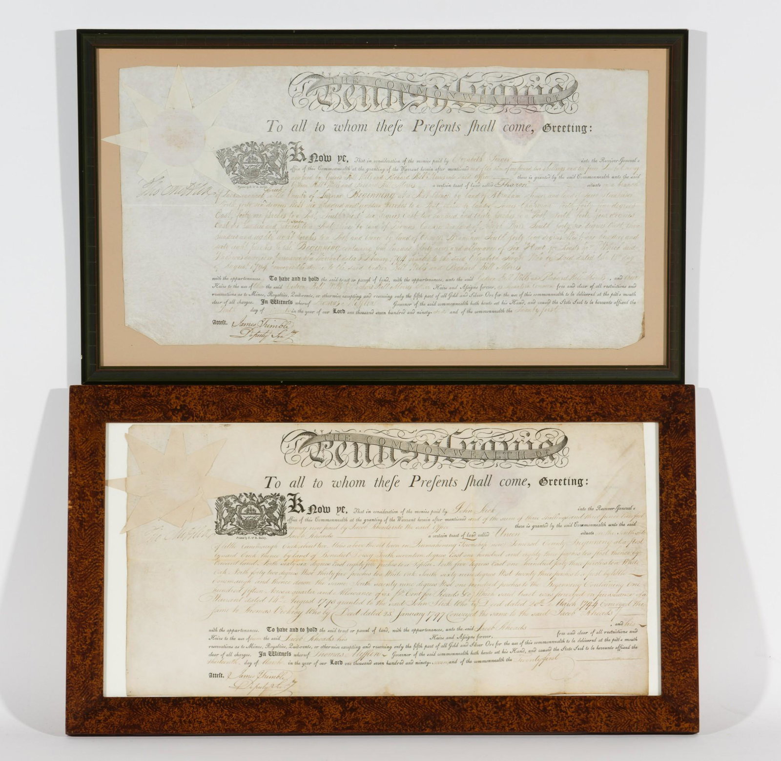 2 Thomas Mifflin Signed Land Grants (1 of 8)