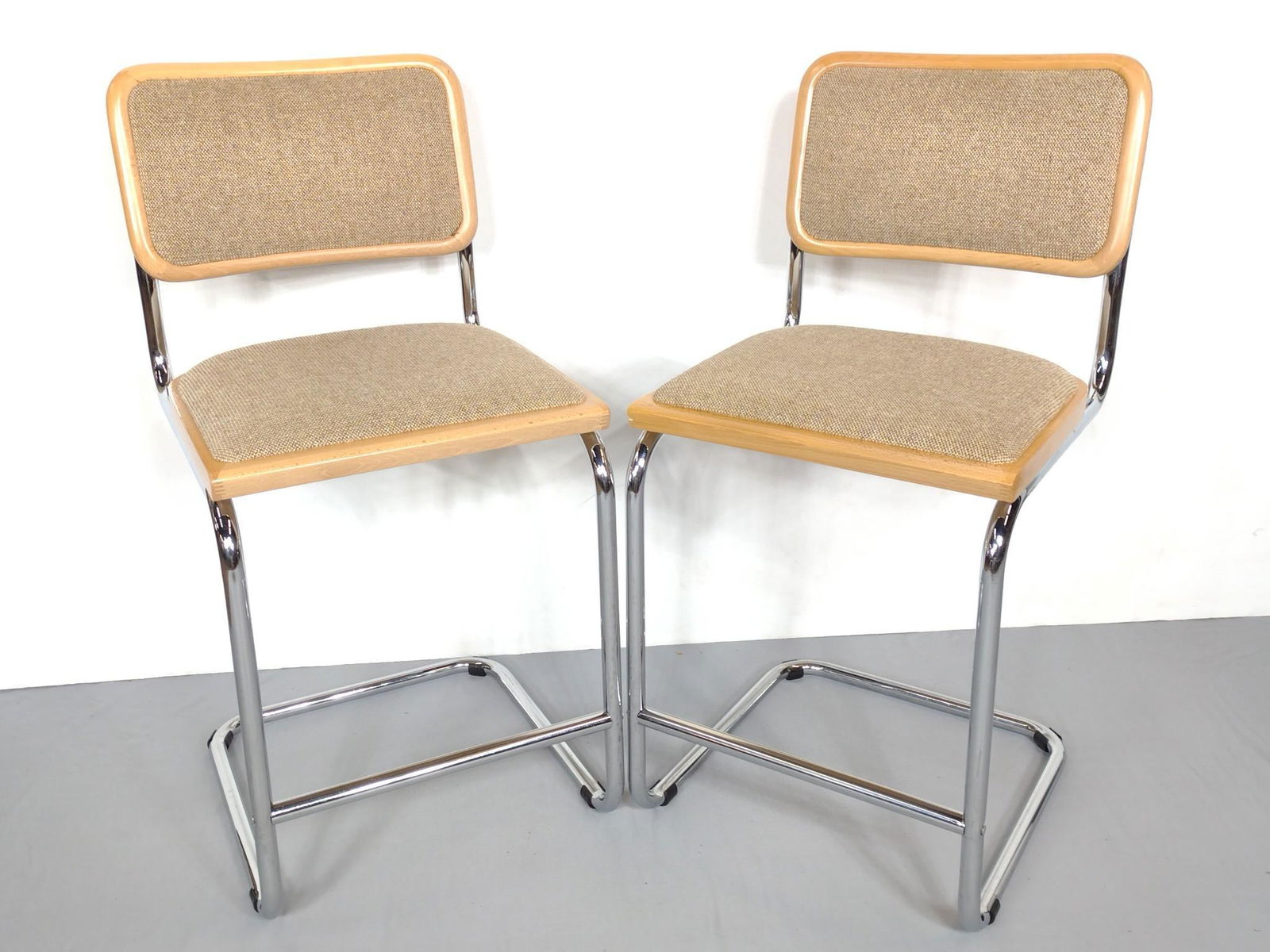 Pair Of Chrome Framed High Back Stools (1 of 5)