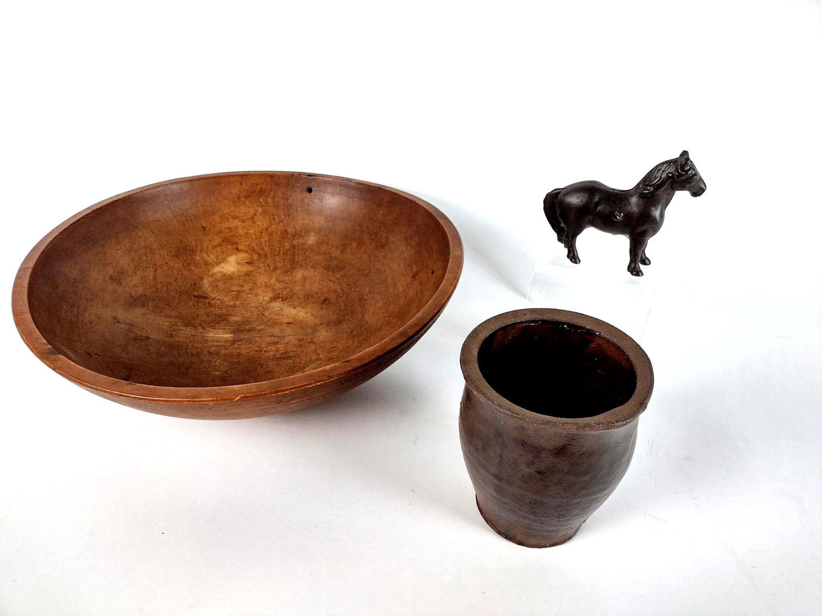 3 Pcs Includes Wood Bowl, Crock and Horse (1 of 5)