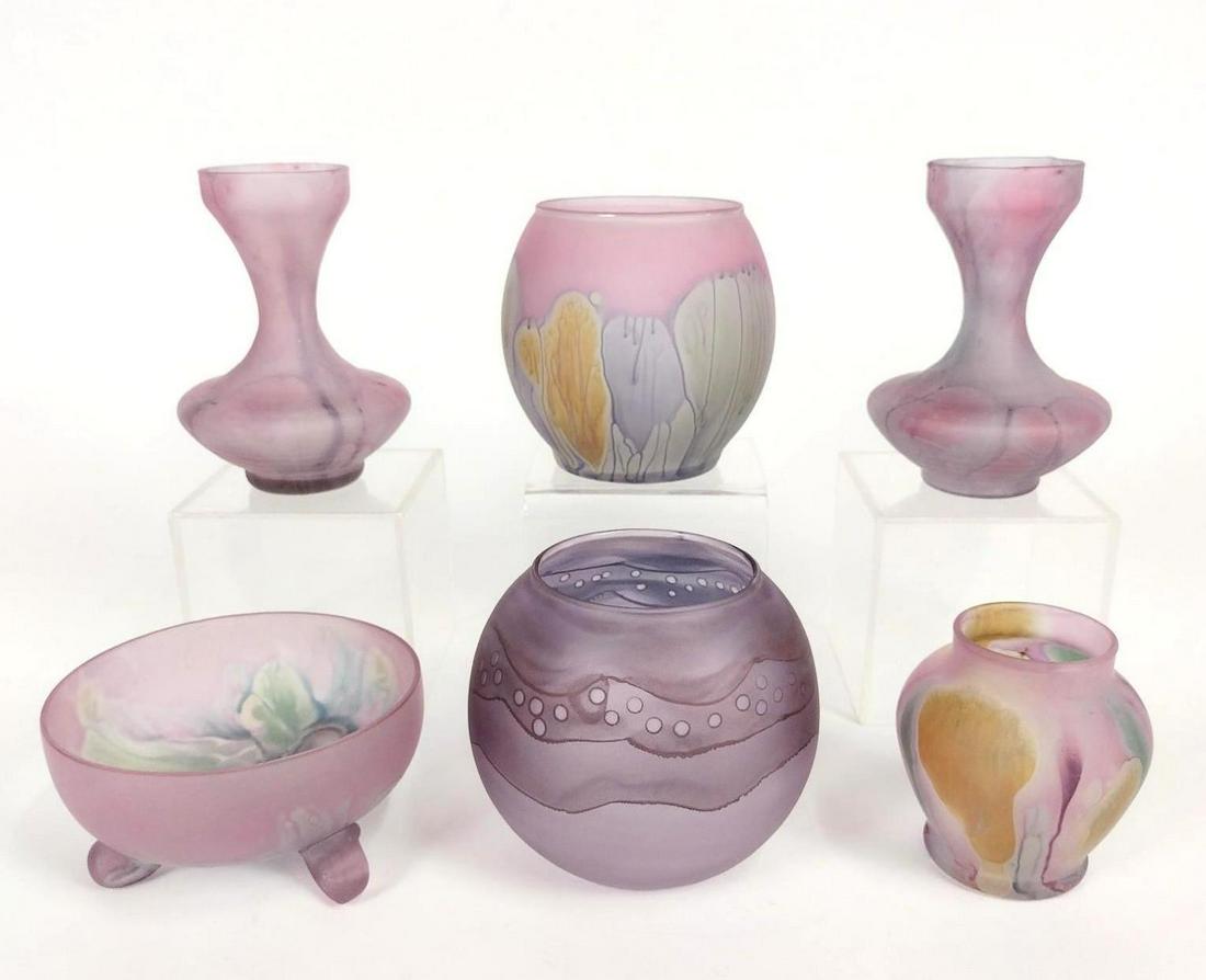 6 Pcs Nouveau Art Glass By Reuven (1 of 2)