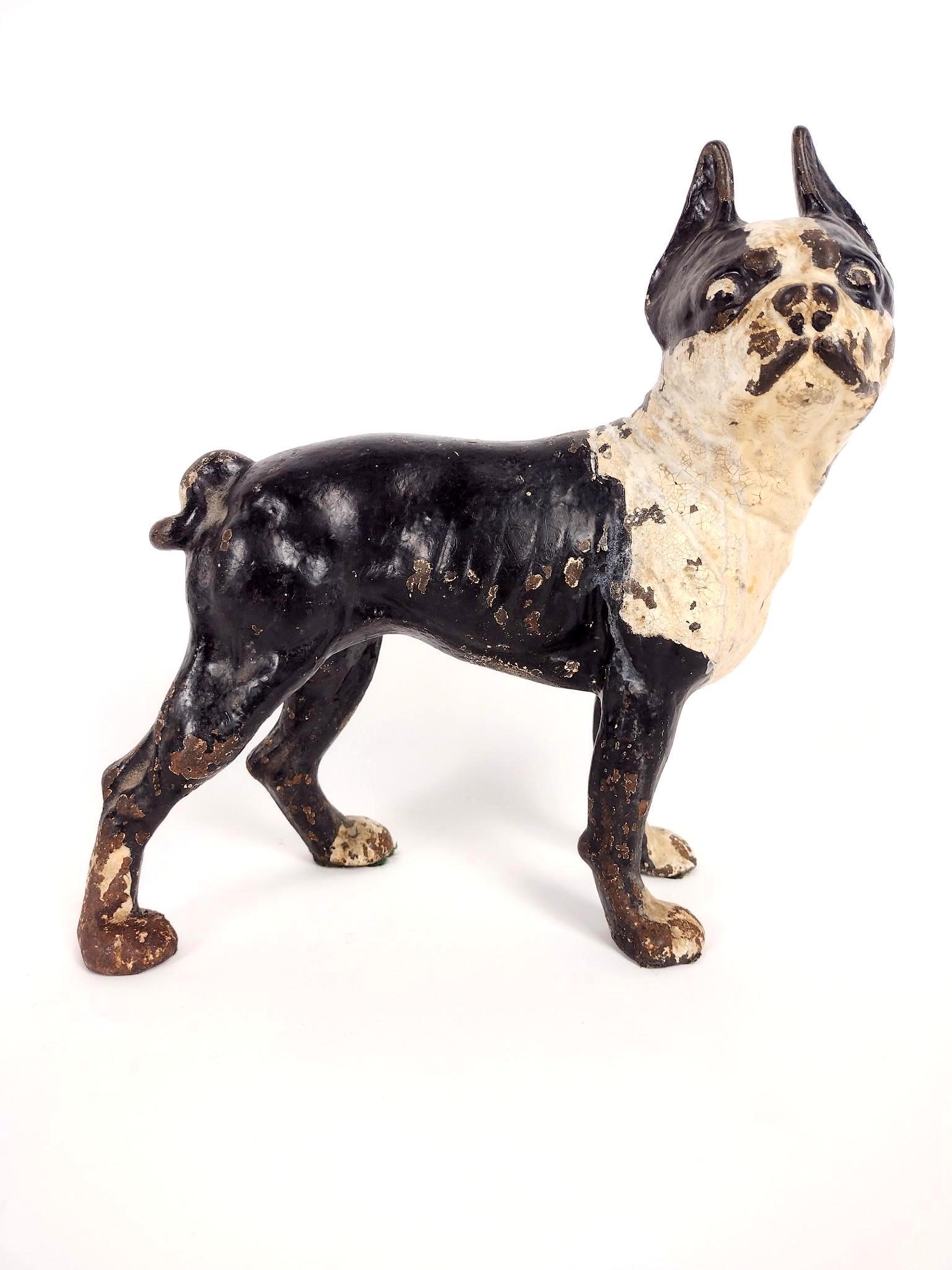 Cast Iron Pug Door Stop: 4-1/2" wide X 8-1/2" deep X 9-1/4" high. EL IMPORTANT: Before bidding, please read the terms and conditions. When you registered for the auction you agreed to these terms and will be required to compl