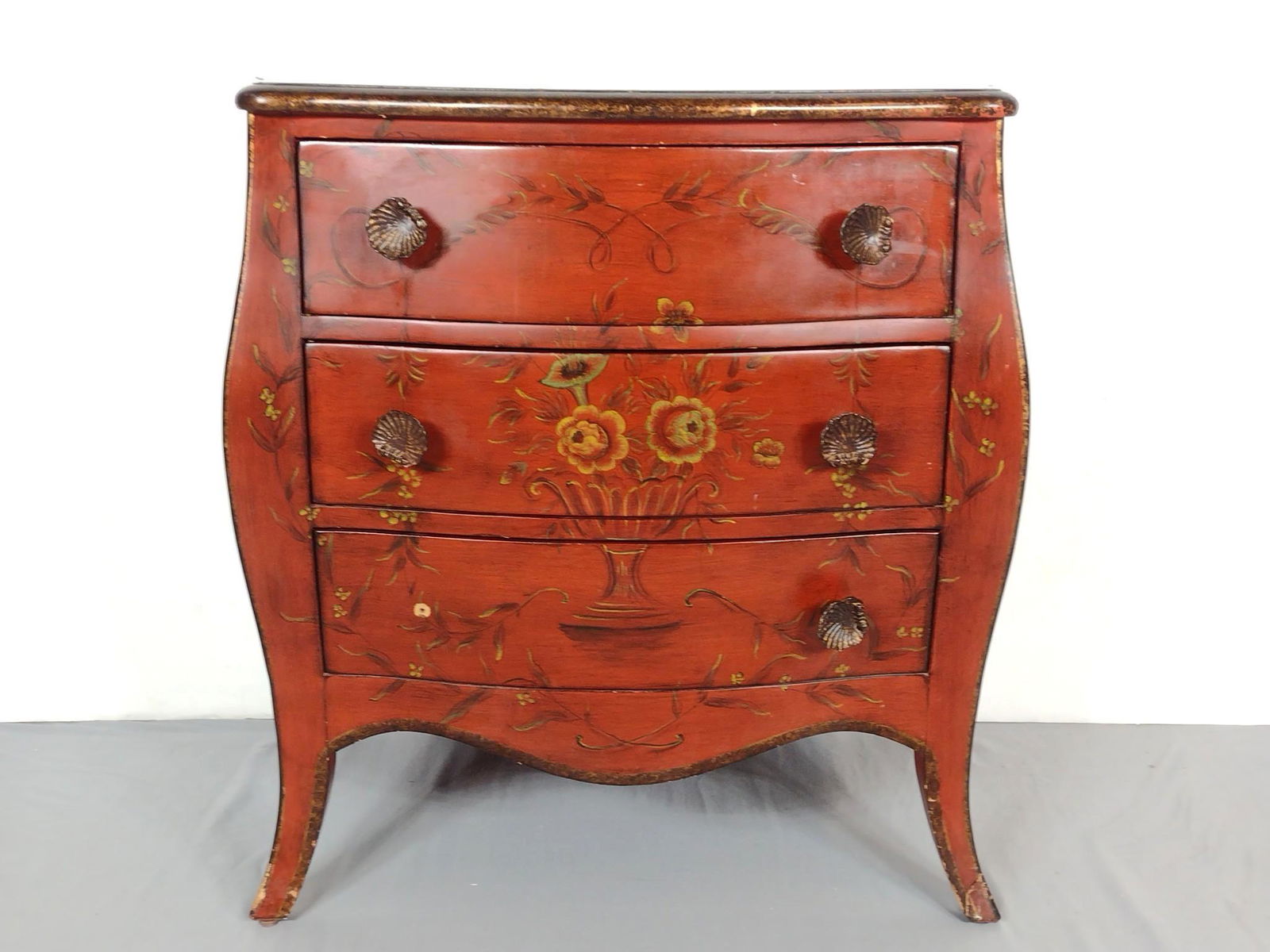 Painted Three Drawer Bombe Chest (1 of 7)