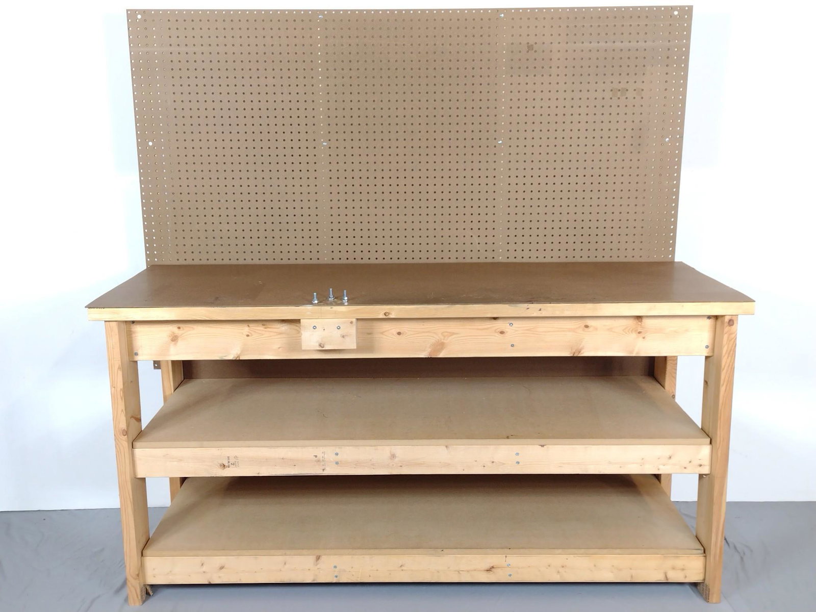 Work Bench: 72" wide X 36" deep X 69-1/2" high. MG. IMPORTANT: Before bidding, please read the terms and conditions. When you registered for the auction you agreed to these terms and will be required to comply wi