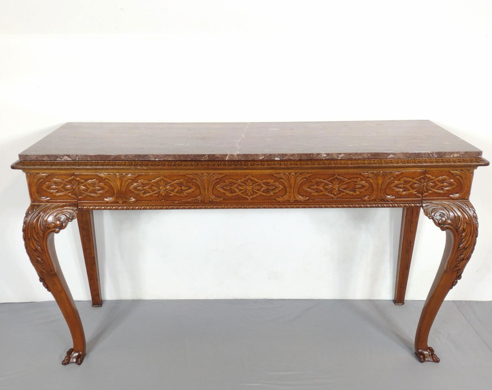 Marble Top Carved Single Drawer Hall Table (1 of 7)