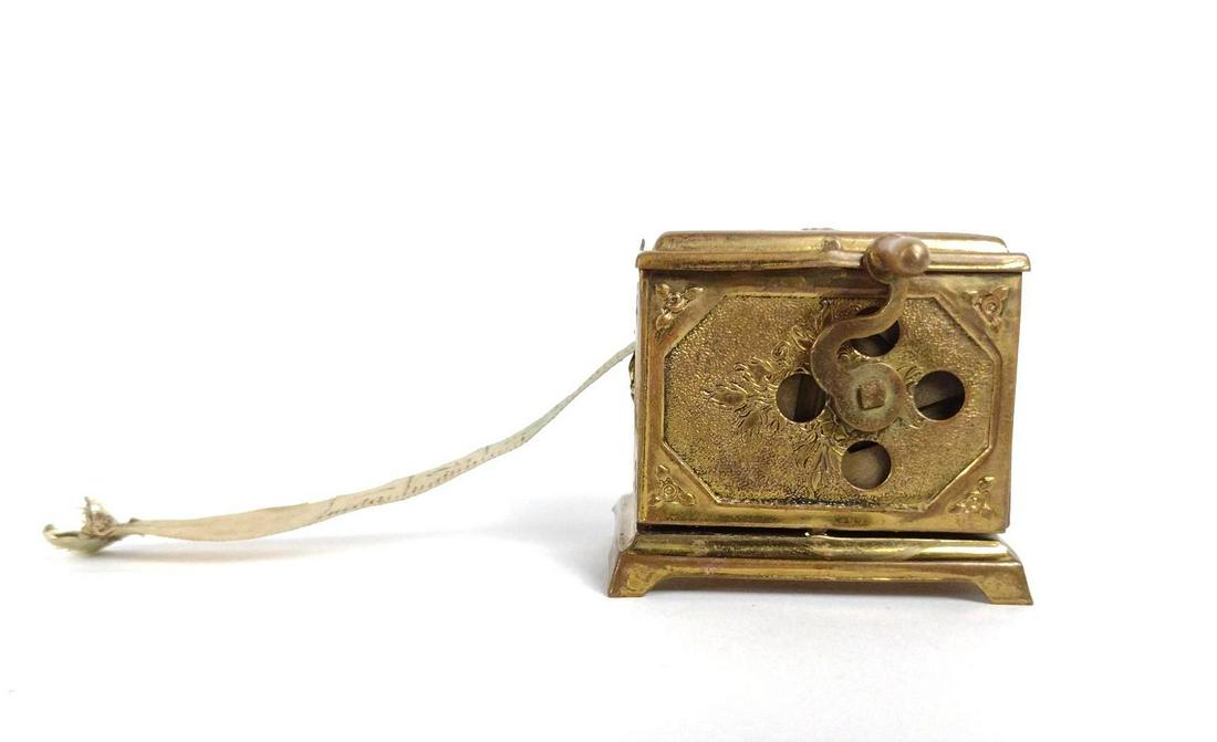 Antique Wind up Sewing Tape: 1-3/4" wide x 1-1/2" deep x 1-1/2". BC IMPORTANT: Before bidding, please read the terms and conditions. When you registered for the auction you agreed to these terms and will be required to comply wit