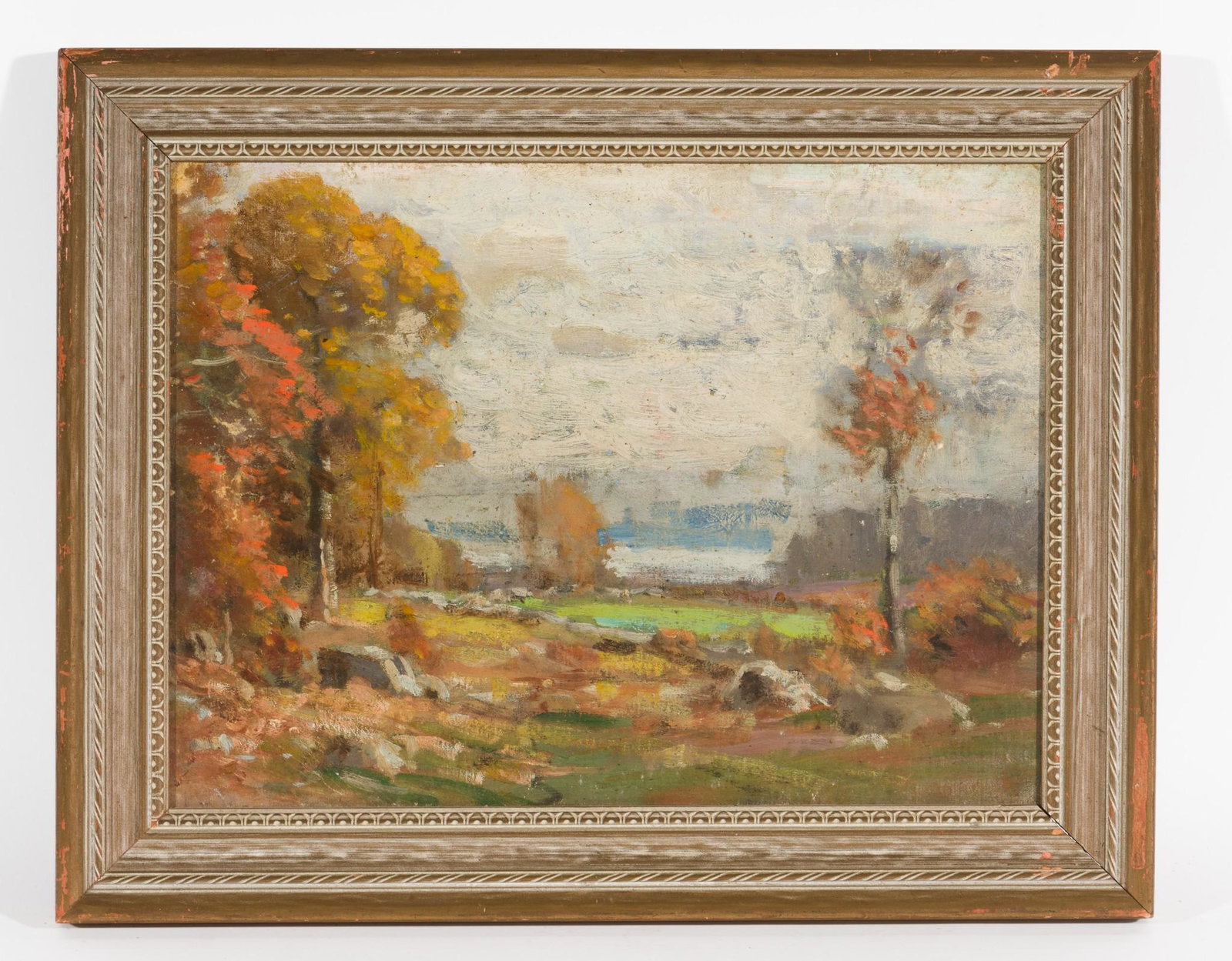 Landscape Painting: Unsigned. Overall with frame 15-1/2" high x 19-1/2" wide. JB IMPORTANT: Before bidding, please read the terms and conditions. When you registered for the auction you agreed to these terms and will be 