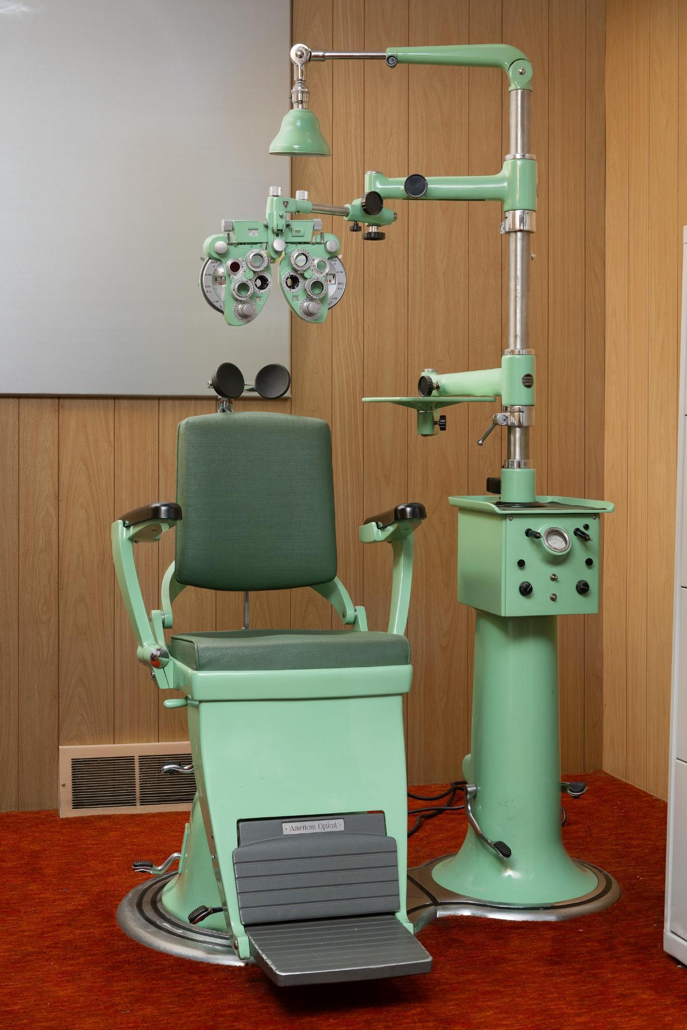 Green American Optical Exam Chair With R.H. Burton Company Refractor (1 of 11)