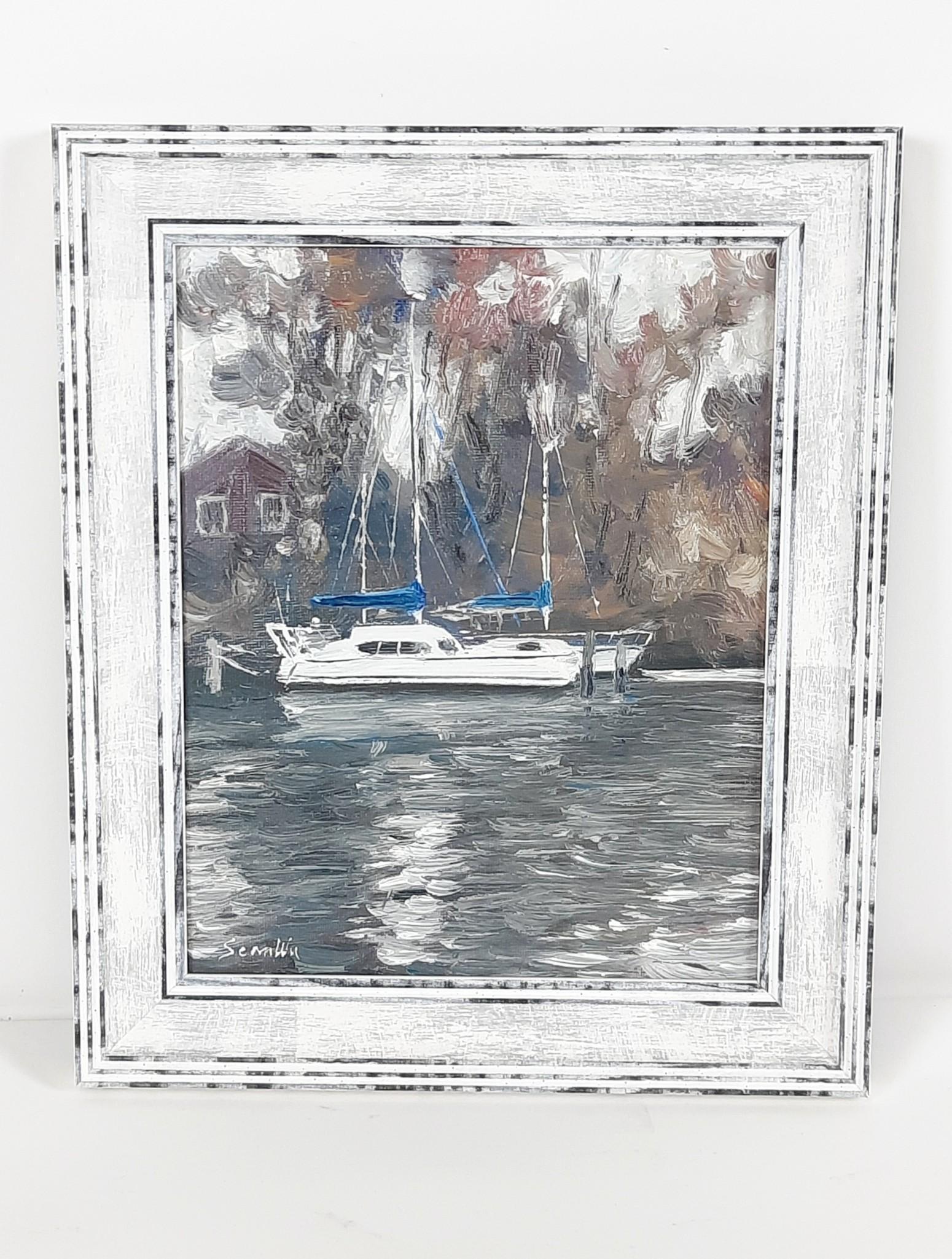 Sean Wu Boat on Water Painting (1 of 2)