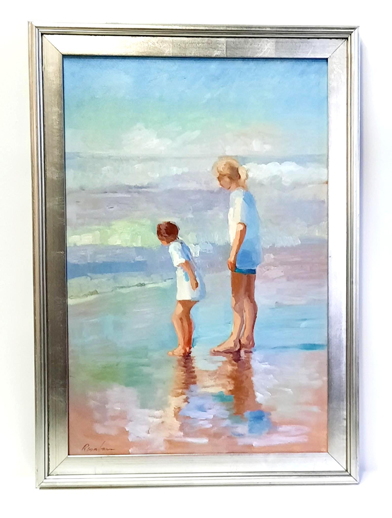 Sally Rosenbaum Children At Plat On Beach Painting (1 of 3)