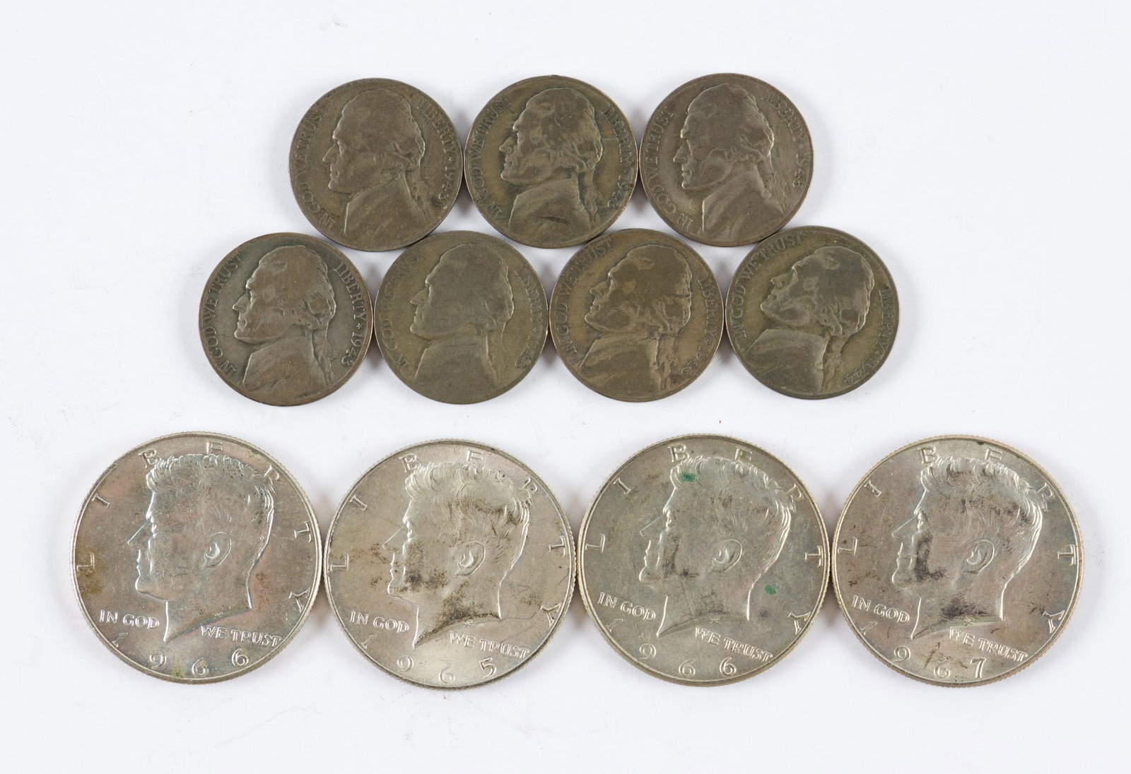 12 Silver Coins Incl. War Nickels & 40% Kennedy (1 of 2)