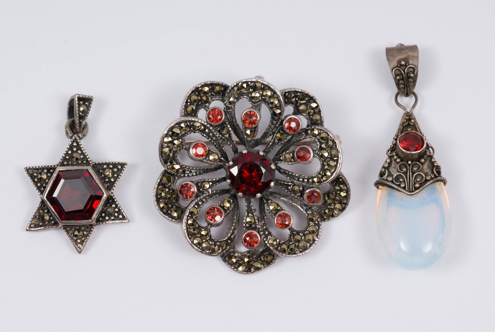 3 Sterling and Garnet Pendants (1 of 8)