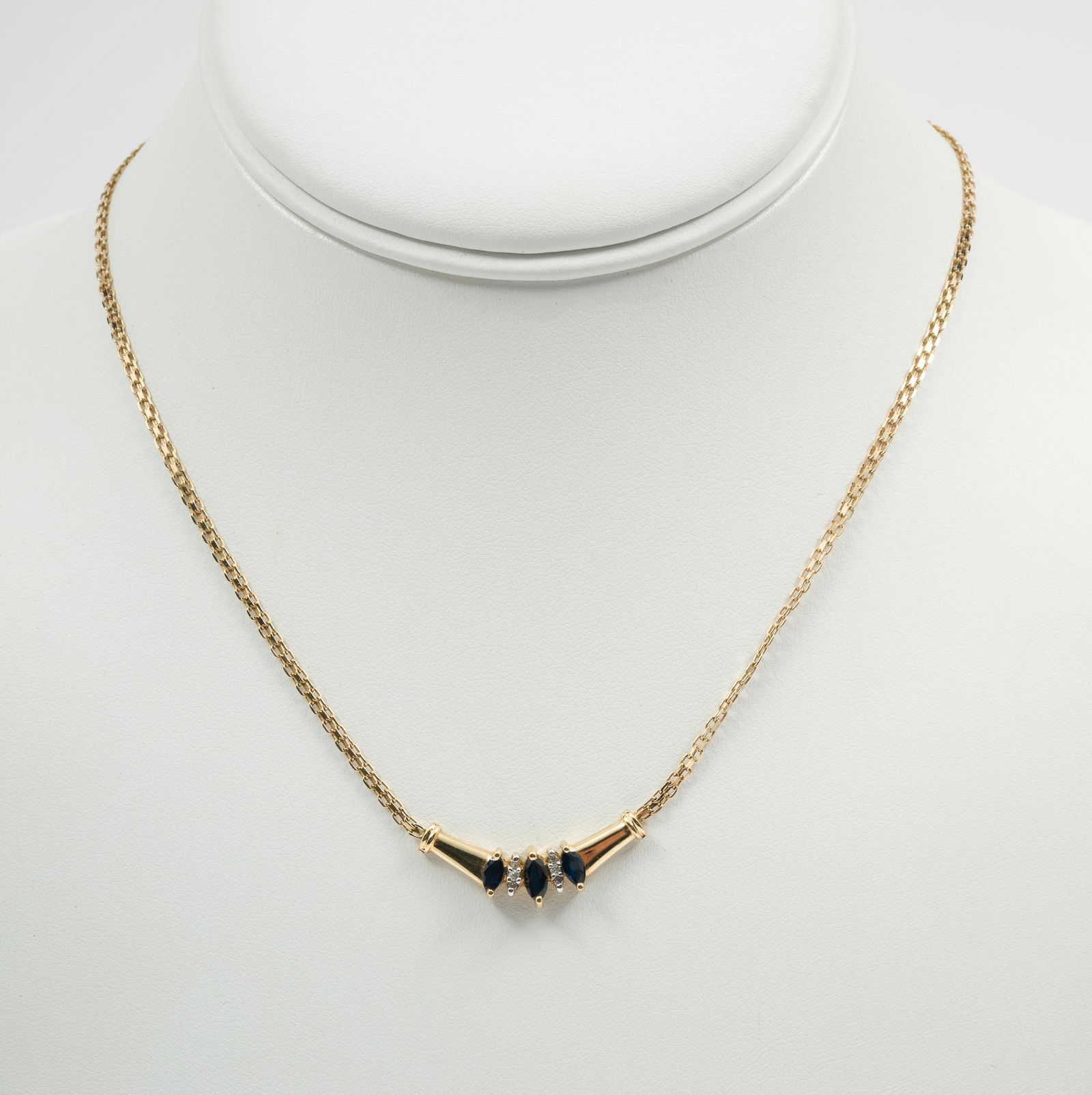 14K Gold Sapphire and Diamond Necklace (1 of 4)