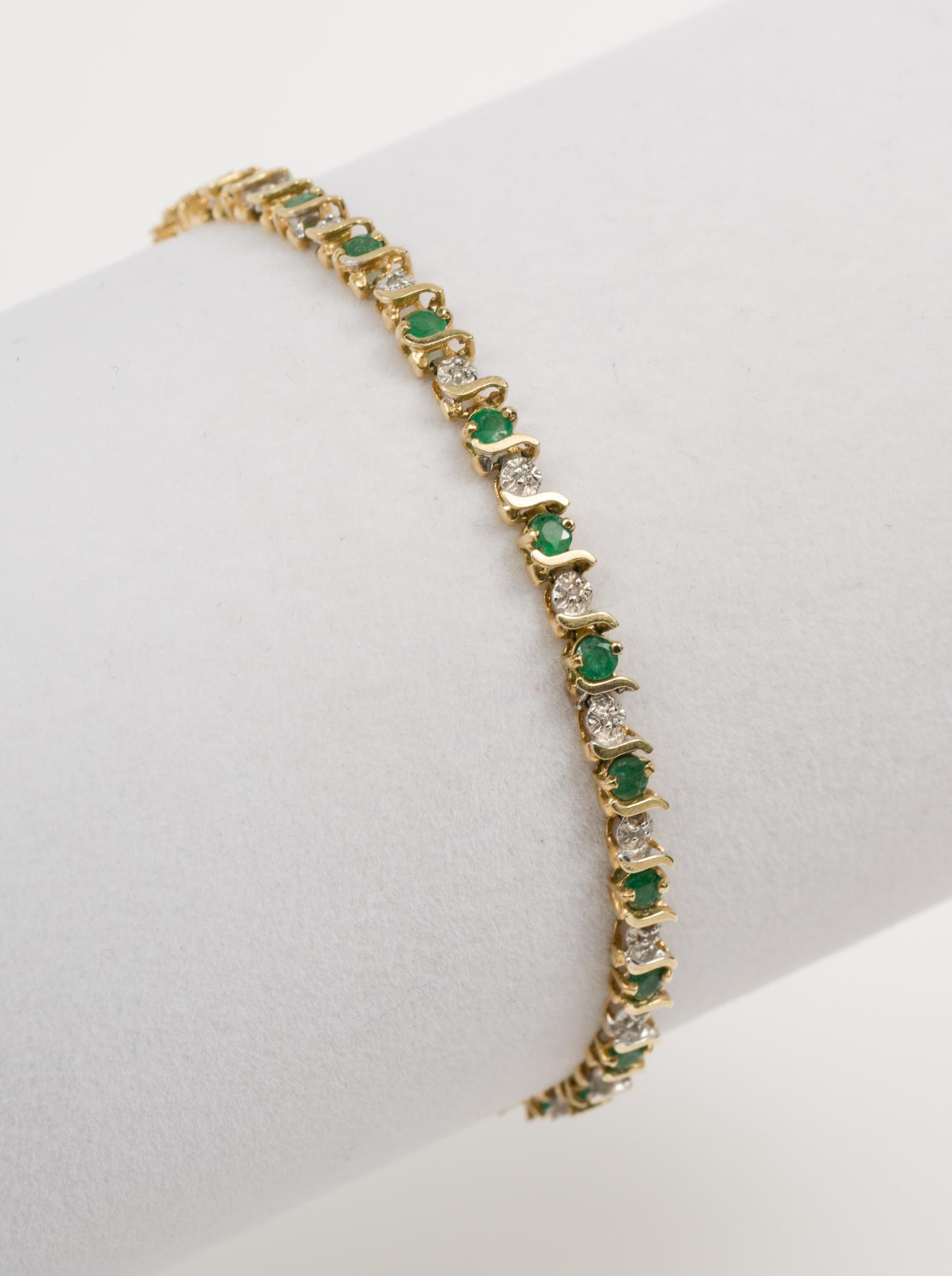 14K Gold Emerald & Diamond Bracelet (1 of 6)