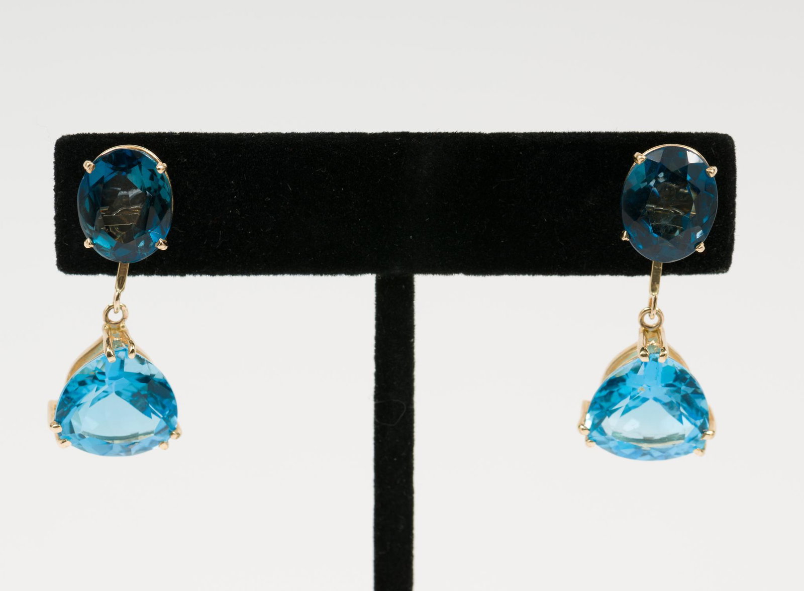 14K Gold & Blue Topaz Convertible Drop Earrings (1 of 2)