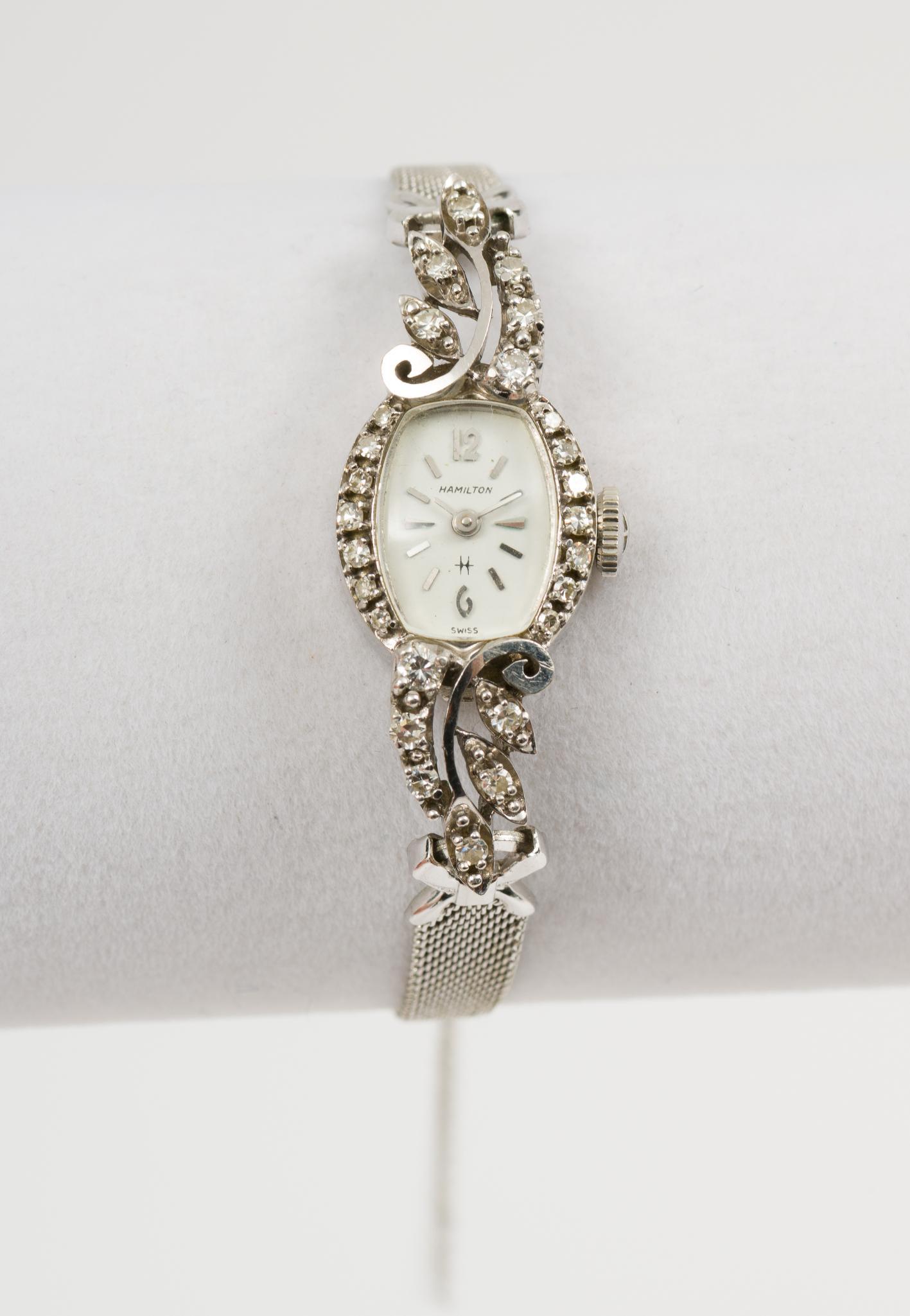 14K White Gold and Diamond Hamilton Ladies Watch (1 of 5)