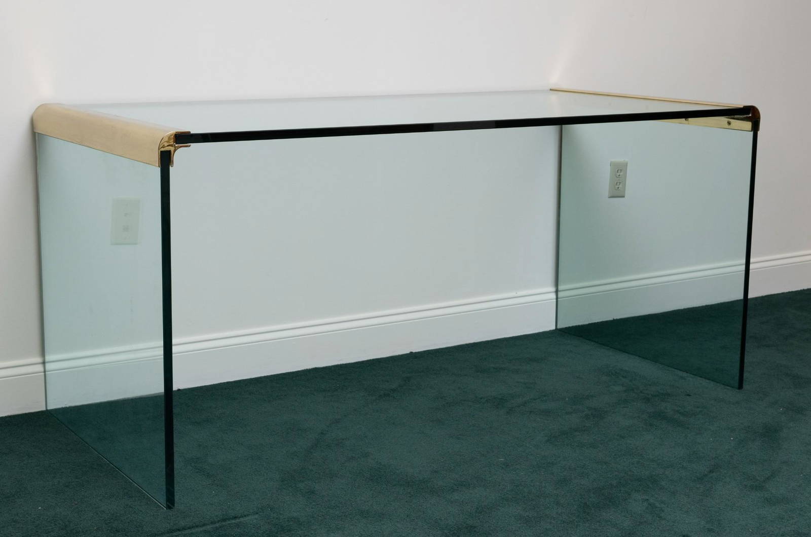 Brass & Glass Waterfall Desk Auction