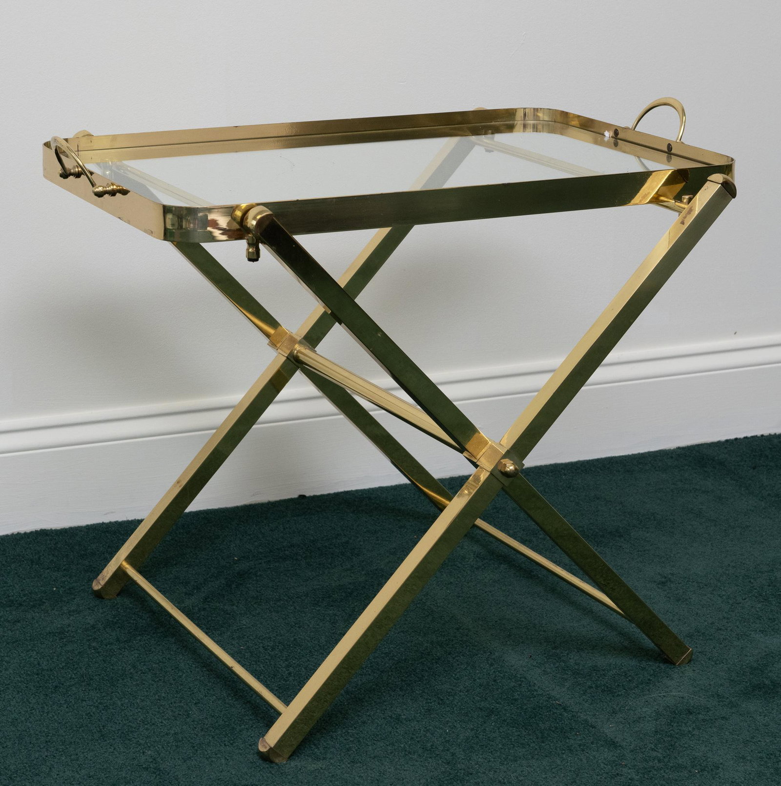 Glass & Brass Side Tray Table (1 of 2)