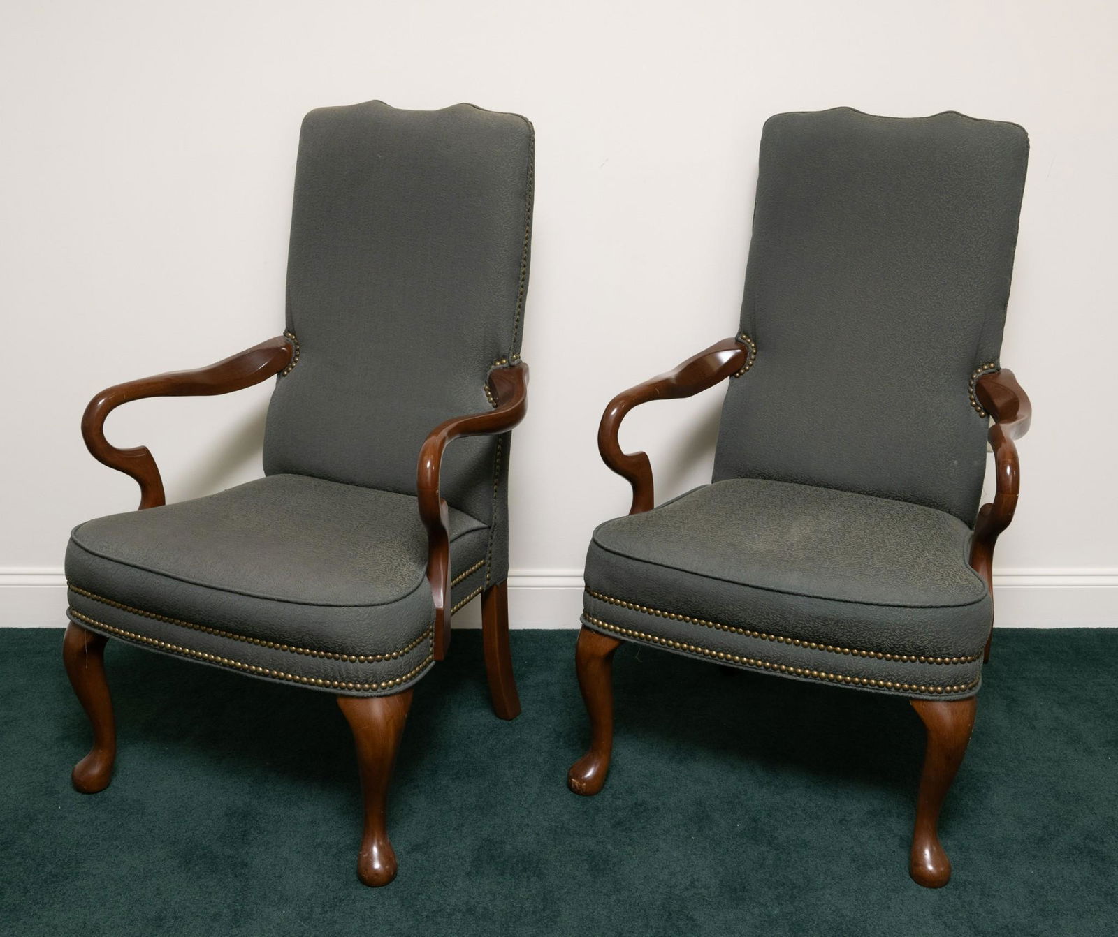 Pr. Grey Fabric Arm Chairs (1 of 6)