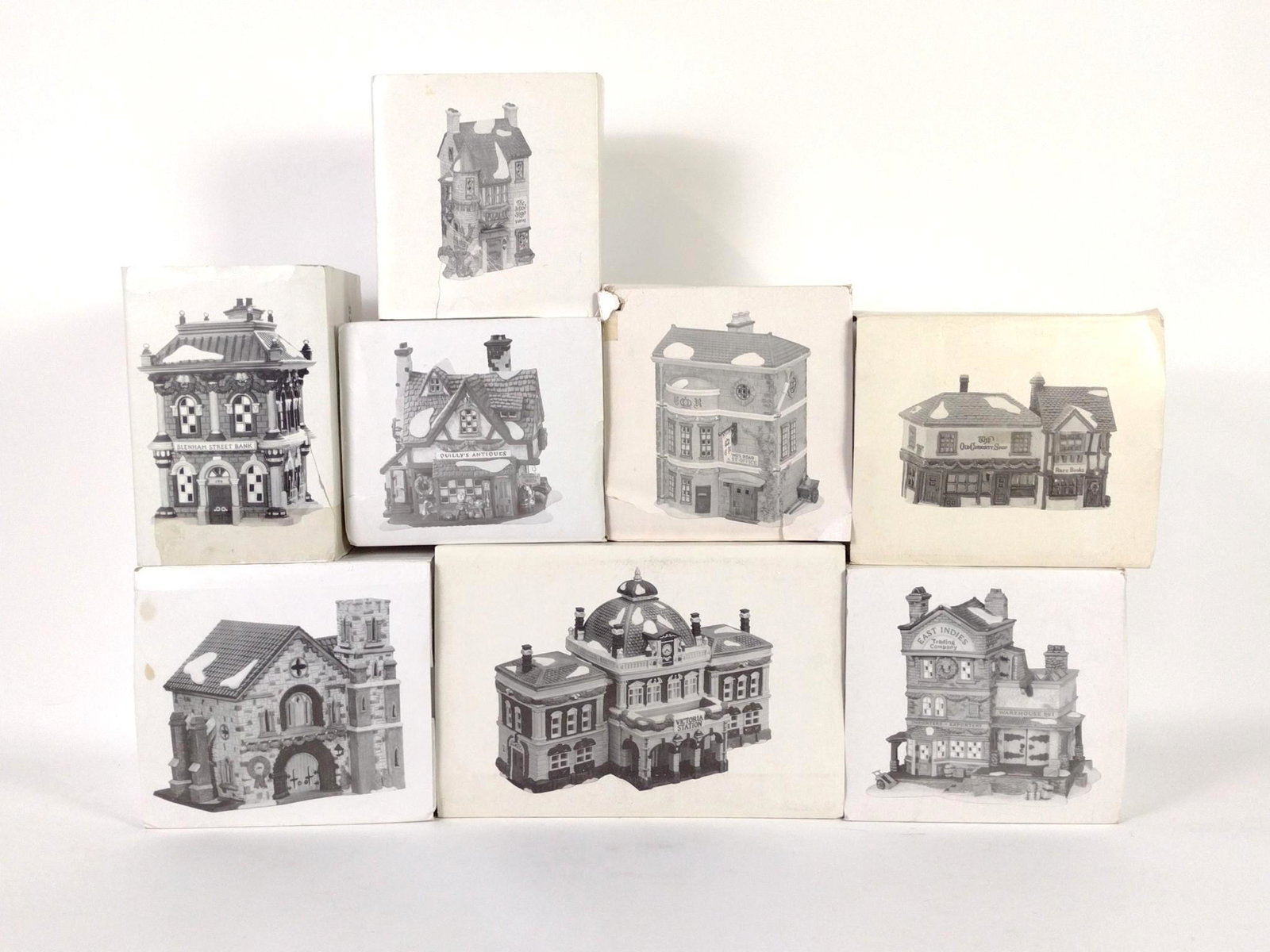 8 Dickens Village Houses Incl Quillys Antiques (1 of 2)