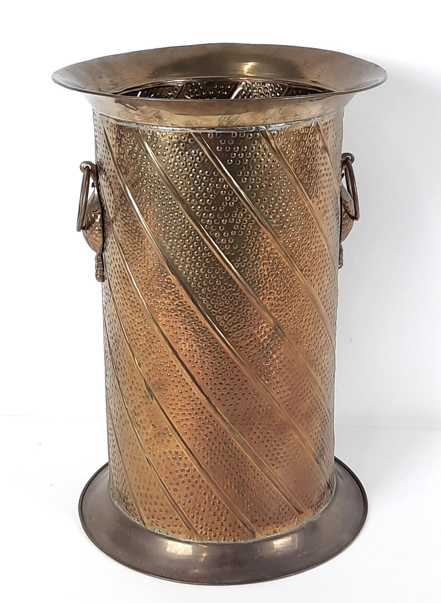 Waccamaw Brass Works Umbrella Holder: 11-1/4" diameter x 17" high. LR IMPORTANT: Before bidding, please read the terms and conditions. When you registered for the auction you agreed to these terms and will be required to comply with them.