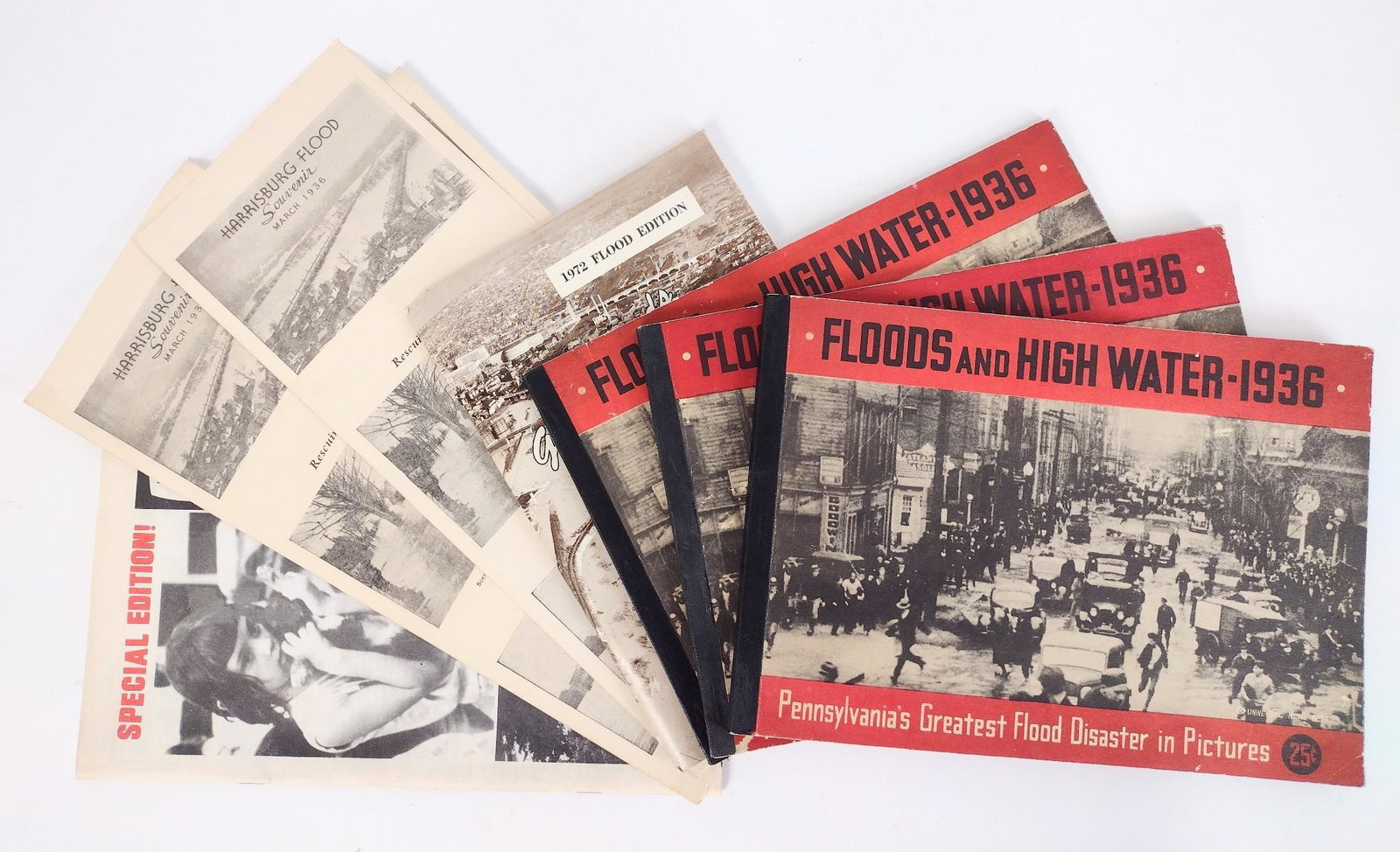 7 Pcs 1936 Pennsylvania Flood Ephemera: Includes Pennsylvania's Greatest Flood Disaster in Pictures. EL IMPORTANT: Before bidding, please read the terms and conditions. When you registered for the auction you agreed to these terms and will 