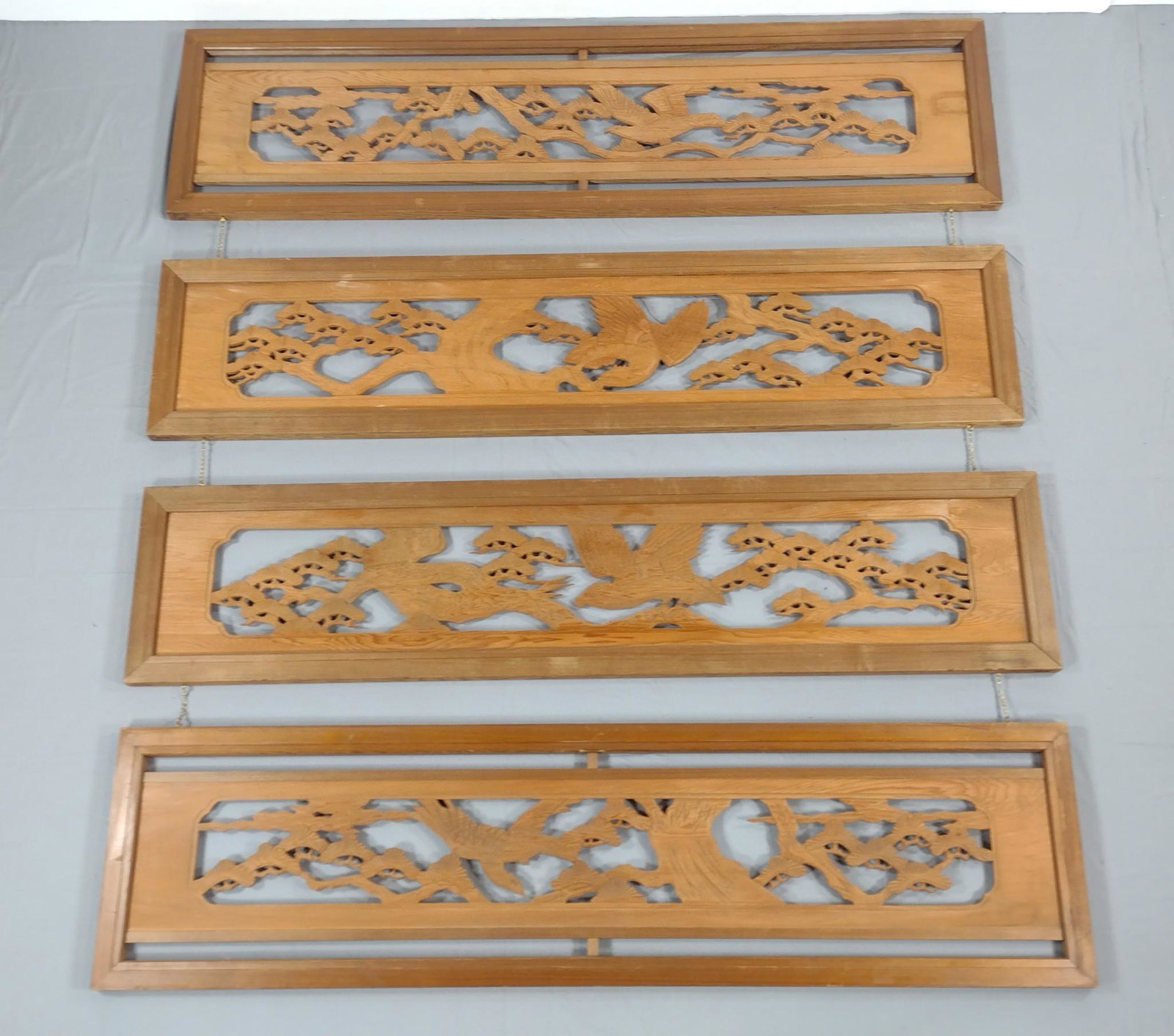 4 Panel Asian Carved Wall Hang (1 of 7)