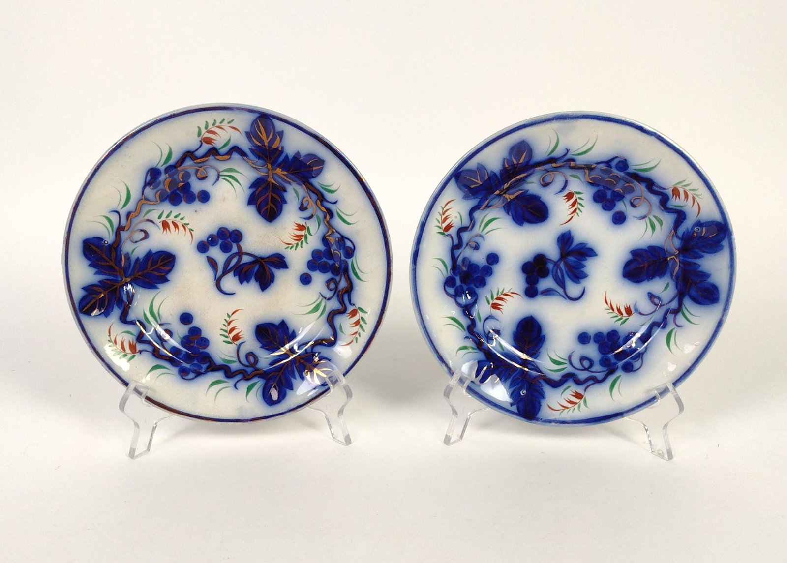 2 Flow Blue Leaf Decorated Plates (1 of 2)