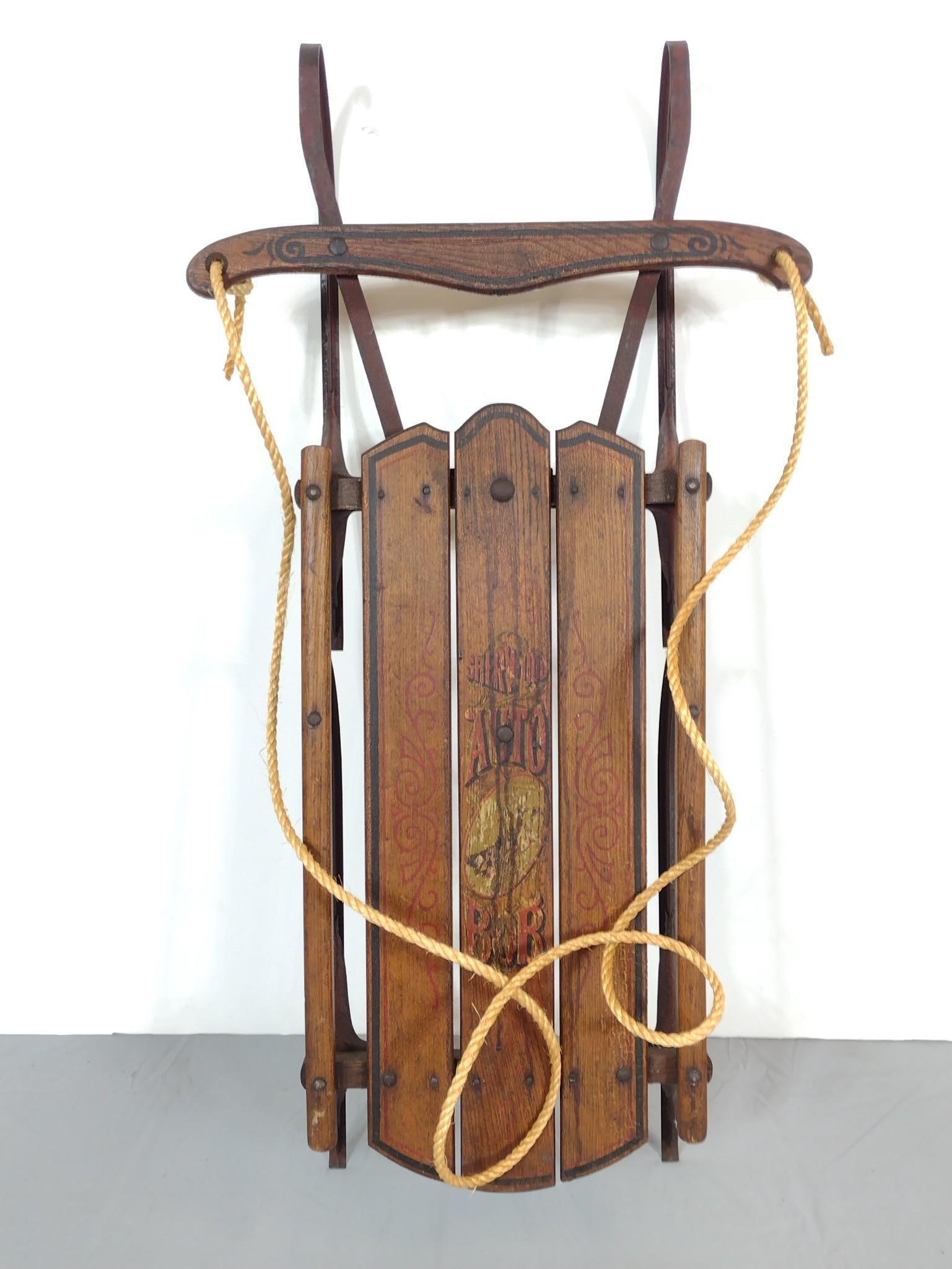 Sherwood Bros MFG Painted Sled: 19" wide X 37" deep X 6" high. Has some wear. MG.