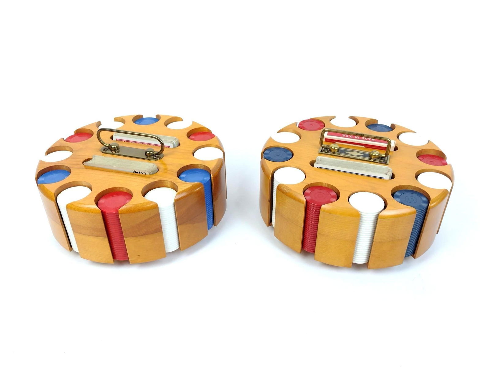 2 Vintage Poker Chip Sets With Leather Covers (1 of 4)