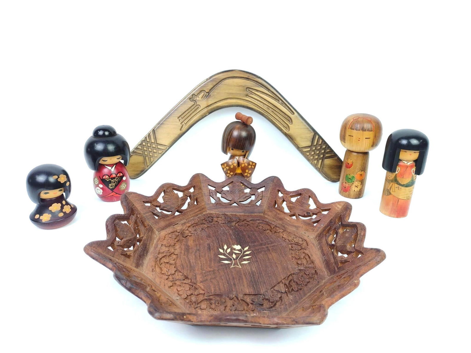 7 Wood Articles Incl Asian Figurines (1 of 8)