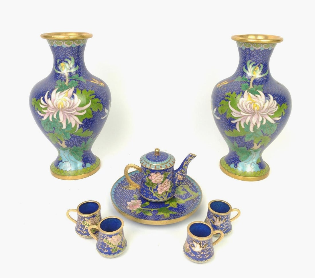 8 Pcs Cloisonne Incl Miniatures (1 of 5)