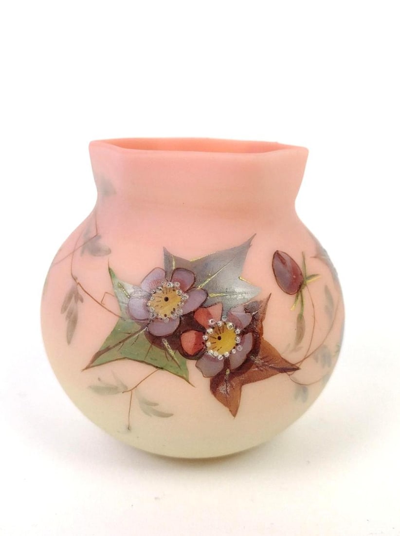 3-1/2" Webb Burmese Mt. Washington Vase (1 of 3)