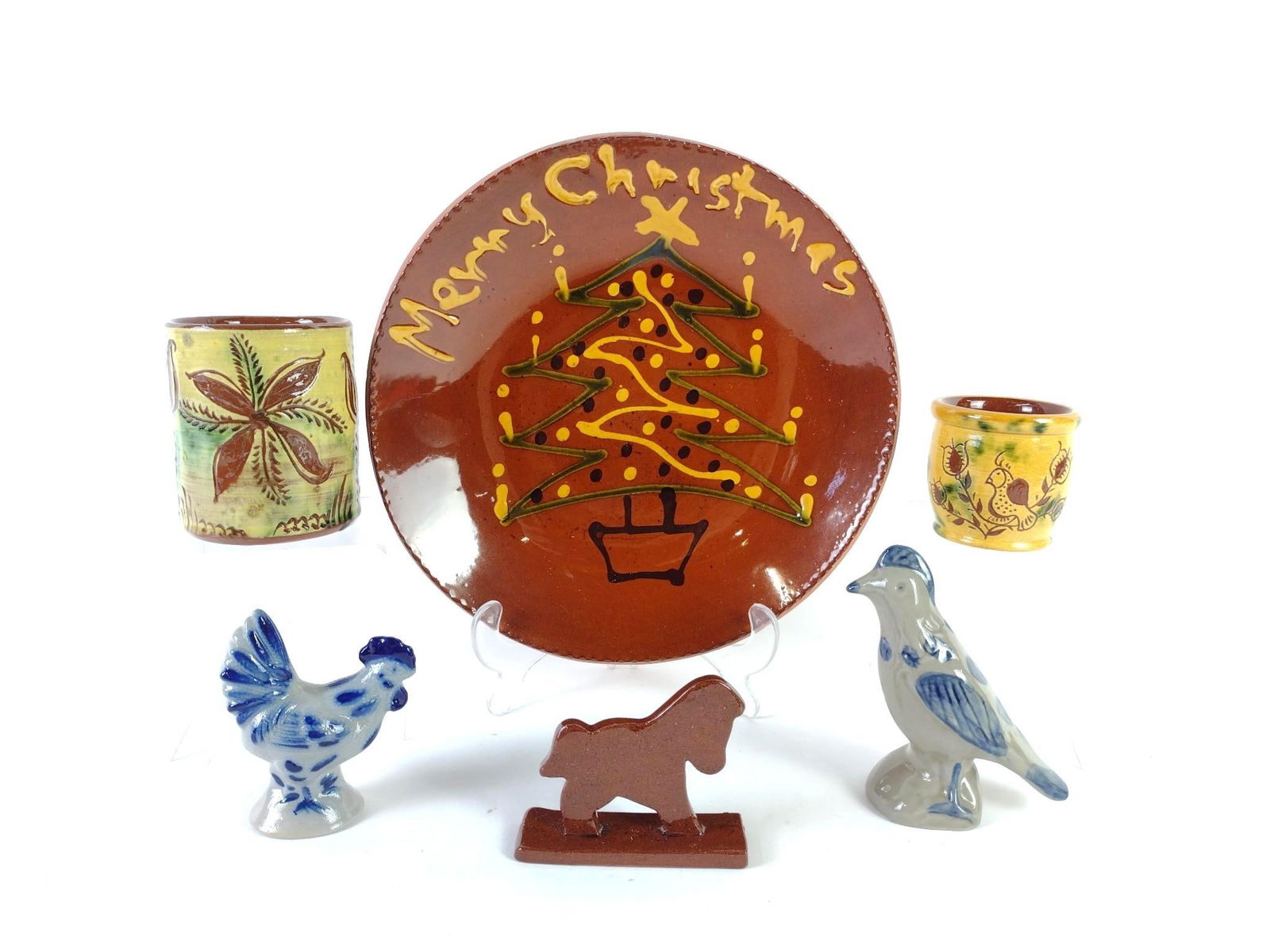 6 Pcs Redware & Stoneware Incl Brininger (1 of 6)