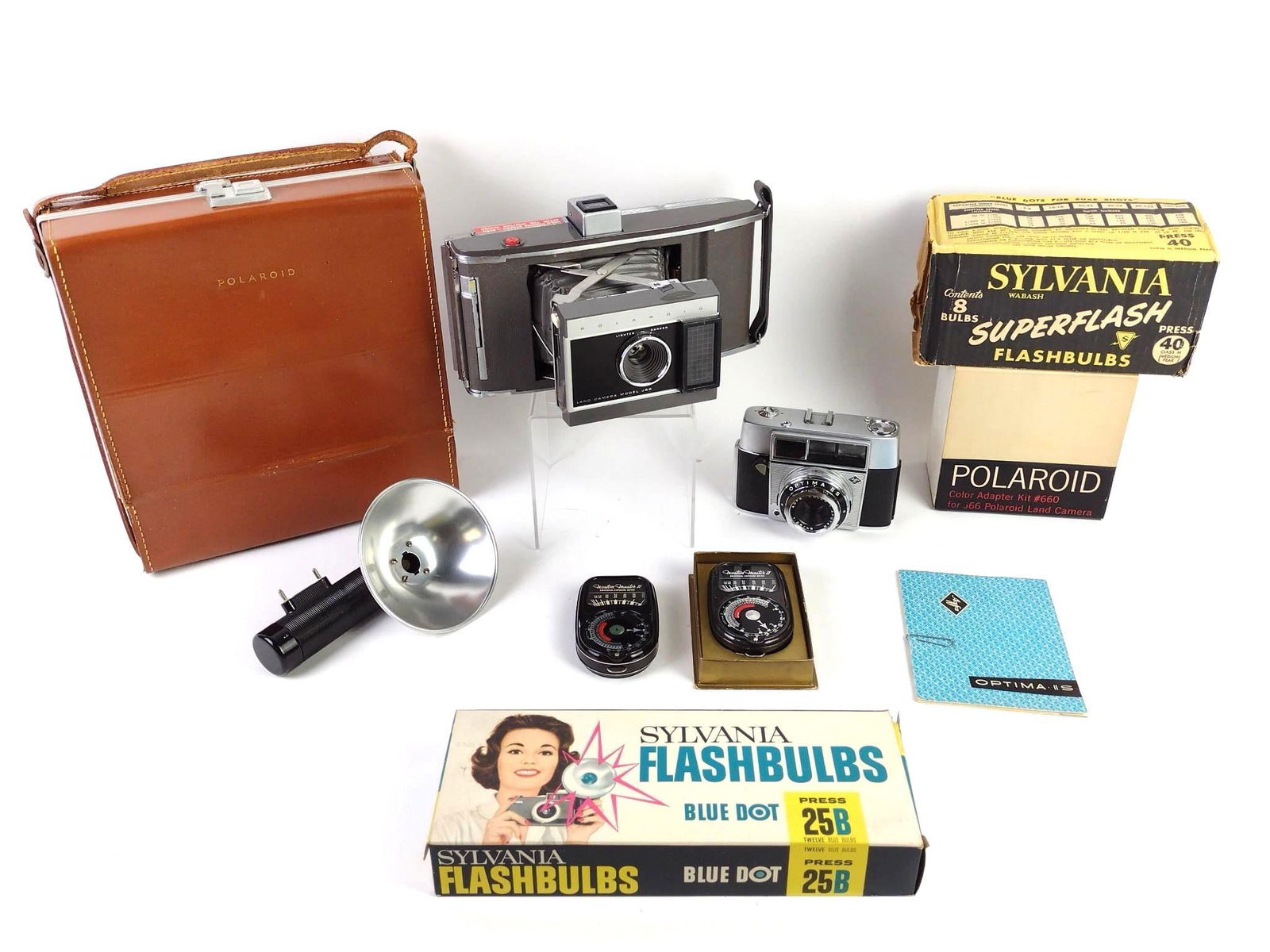 13 Pcs Vintage Cameras & Accessories Incl Polaroid J66 (1 of 10)