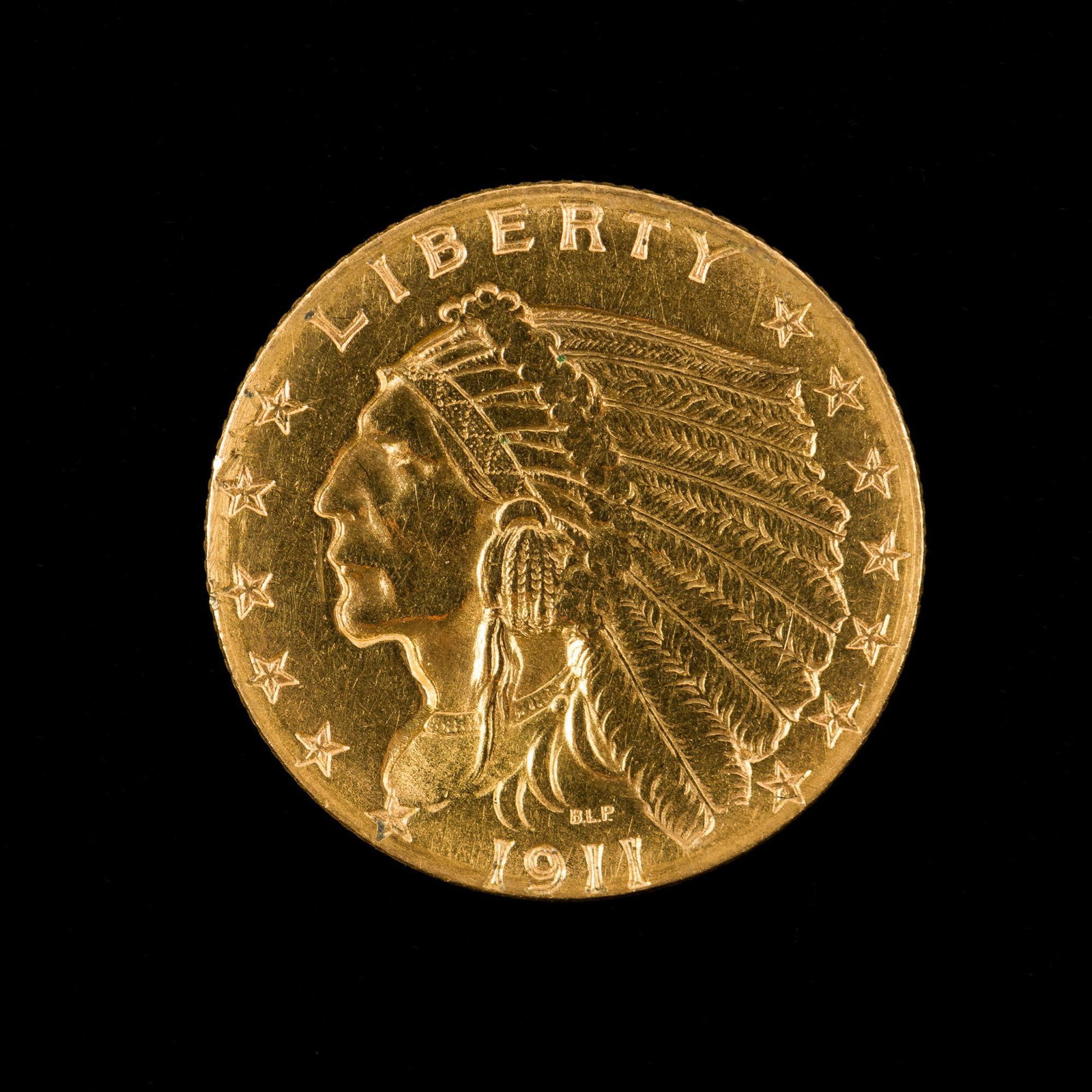 1911 $2.50 Indian Gold Eagle: 1911 $2.50 Indian gold eagle coin. VG. AJ.