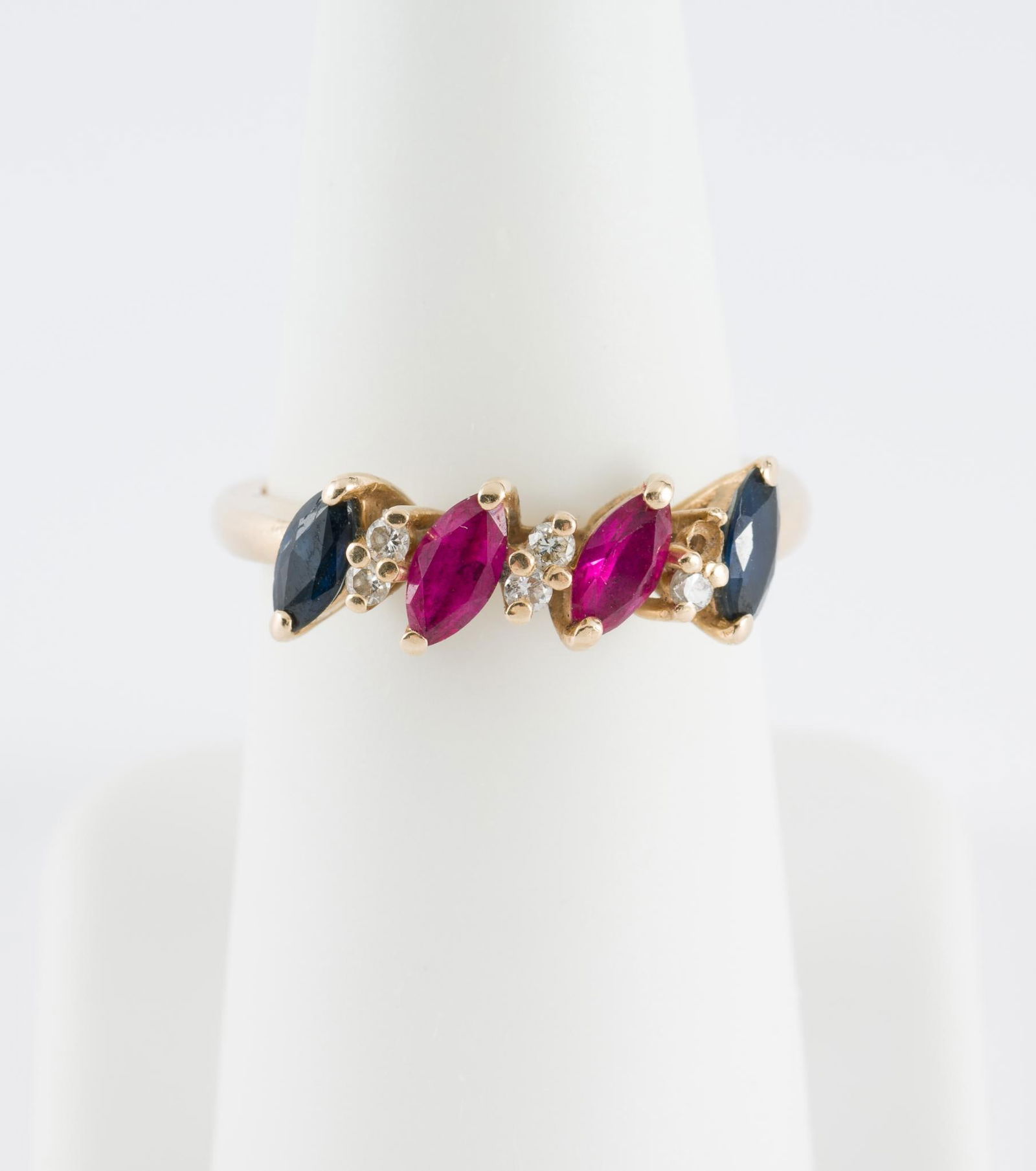 14K Gold, Ruby, Sapphire & Diamond Ring (1 of 4)