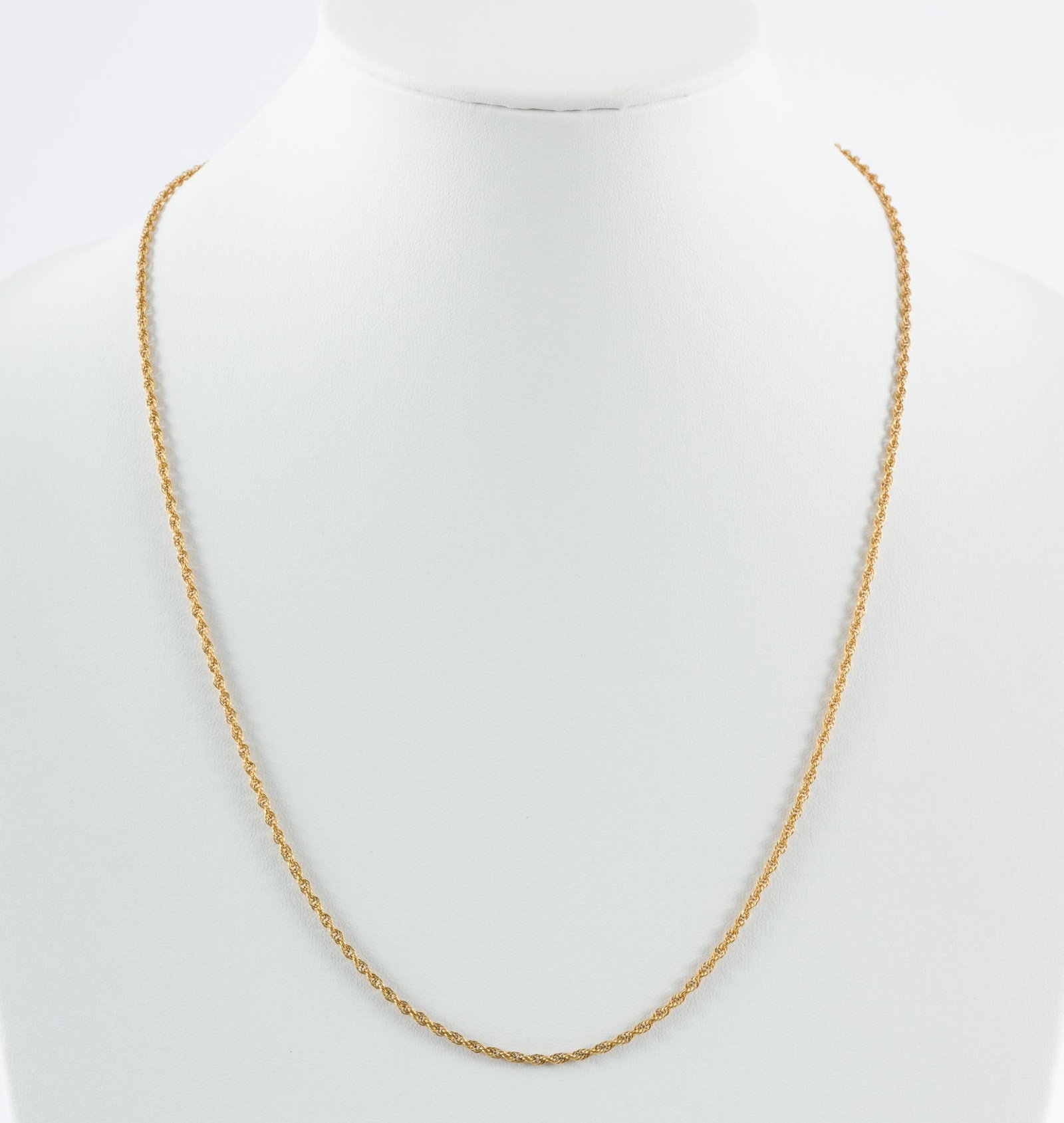 14k Gold Rope Chain: Marked 14k. 24" long. 3.8 dwt/5.9 g. AJ.