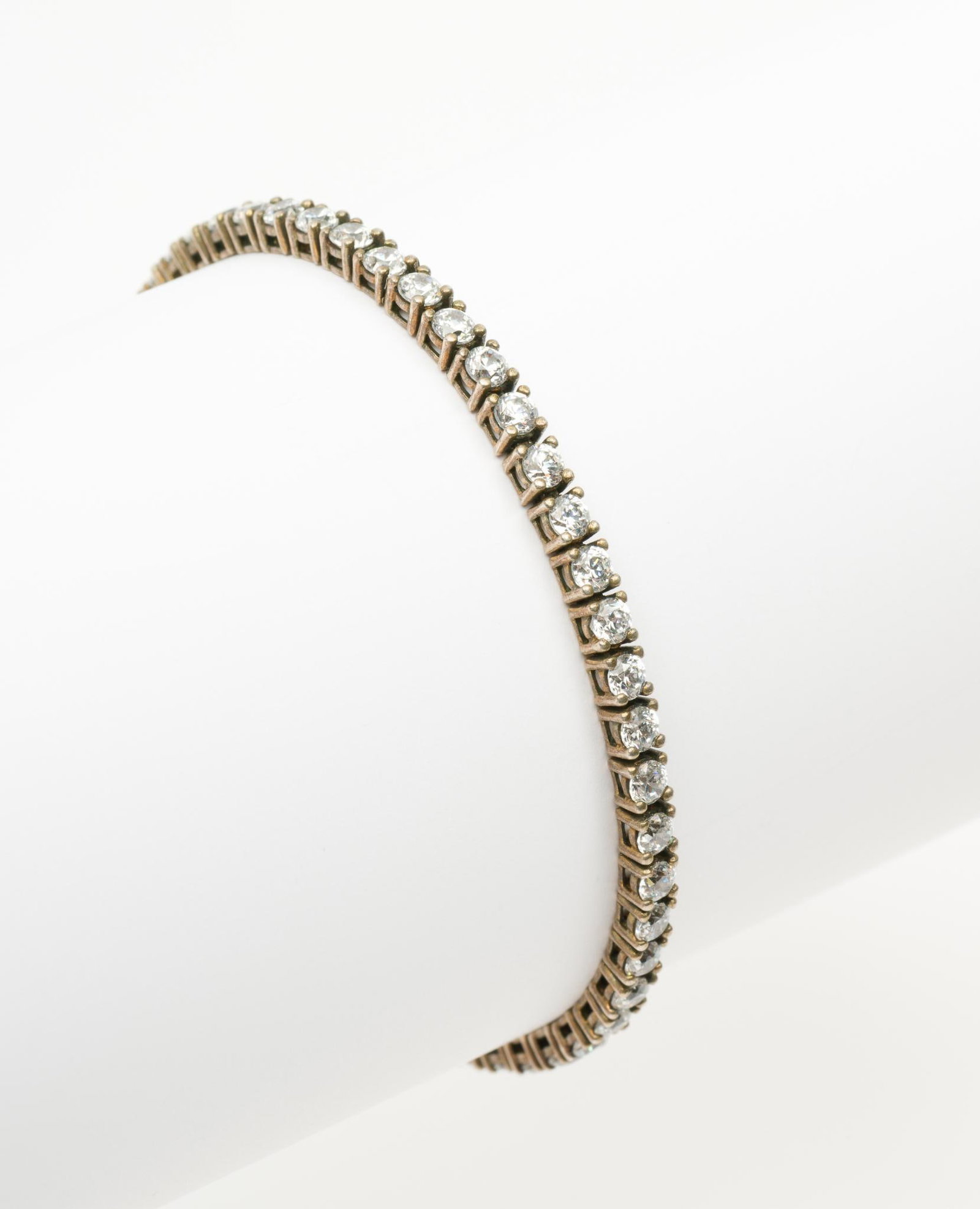 Sterling & CZ Bracelet: 7" long. Marked 925 on clasp. AJ.