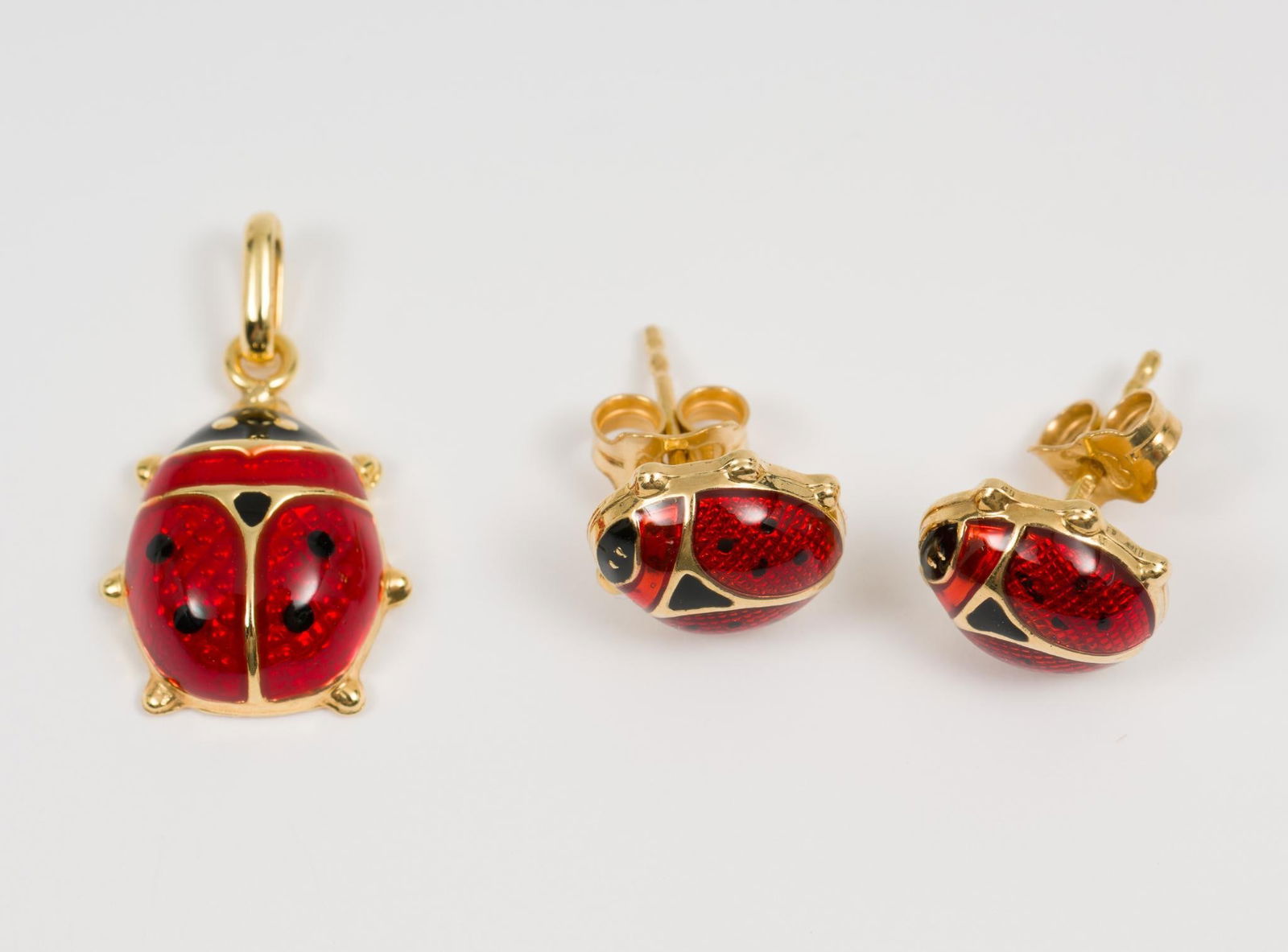 Italian Gold Ladybug Earrings and Pendant (1 of 6)