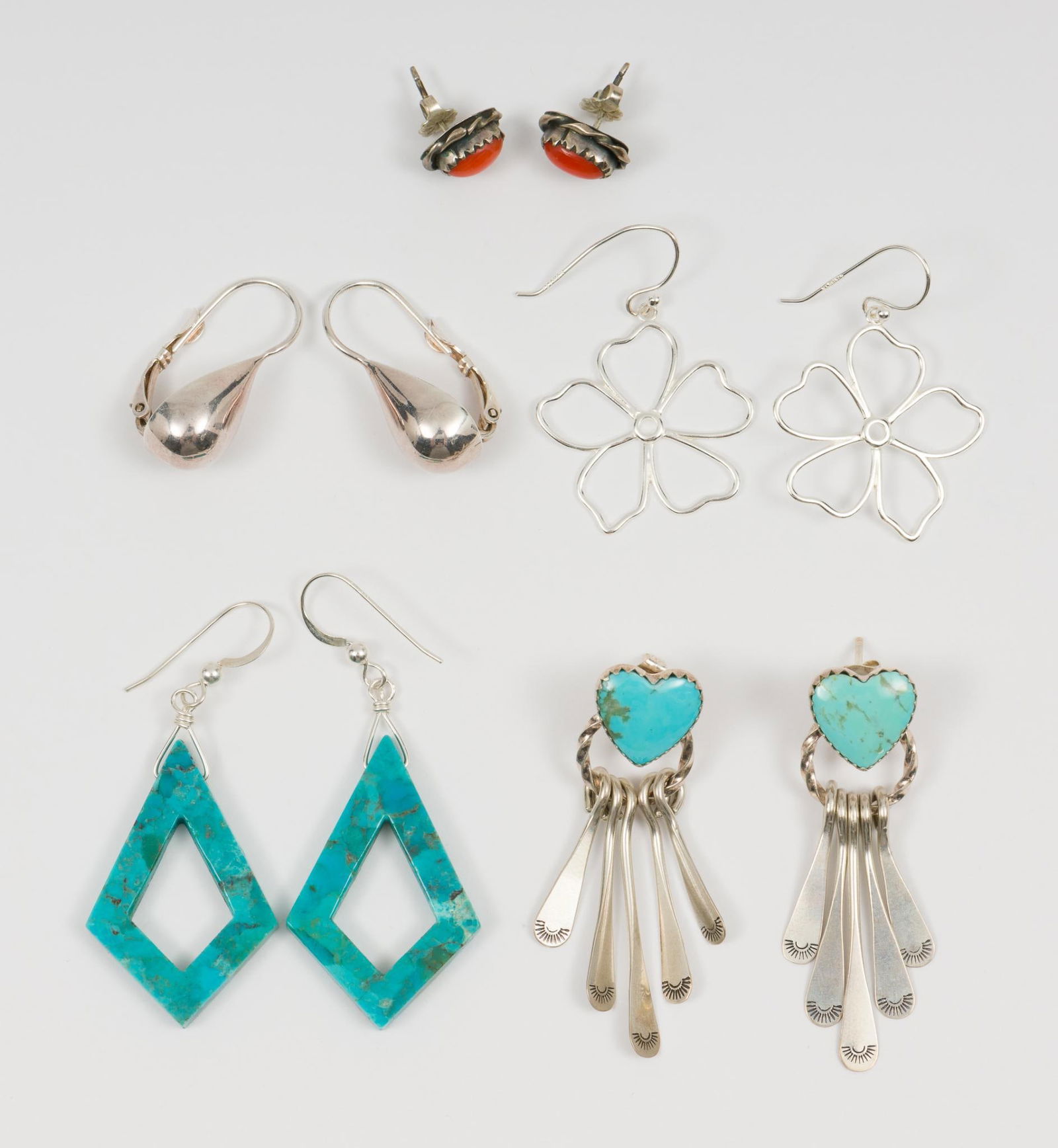 5 Pairs of Sterling Earrings incl Turquoise (1 of 15)