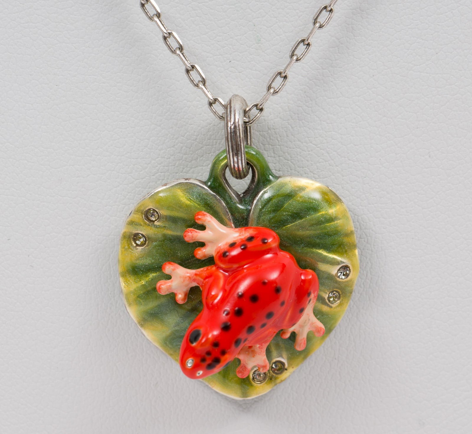 Brighton Leap Frog Pendant Necklace: Retired. 1-1/8" long pendant on 16" chain. MH.