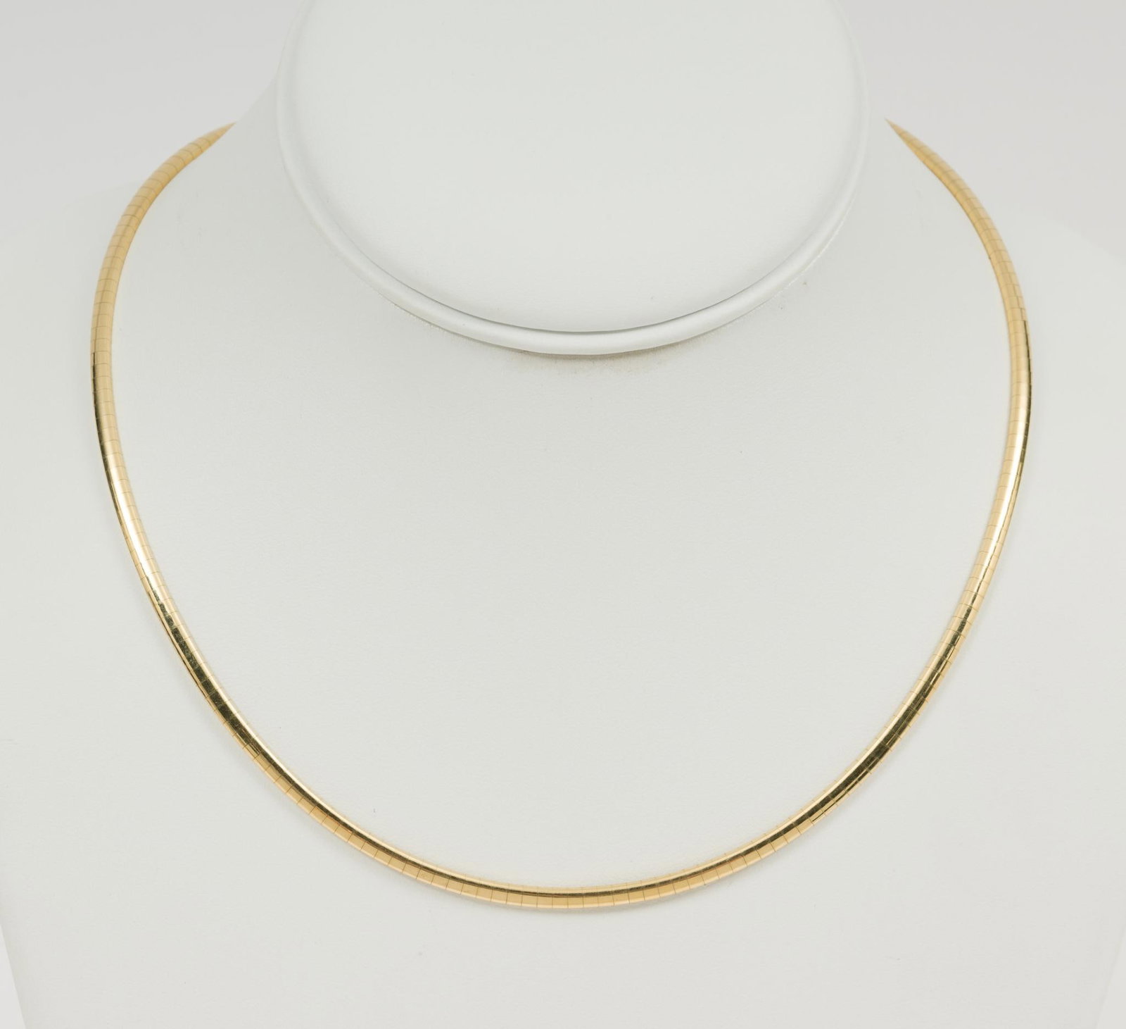 14K Gold Omega Chain Necklace: Marked 14K. 13.4 dwt/20.8 g. MH.