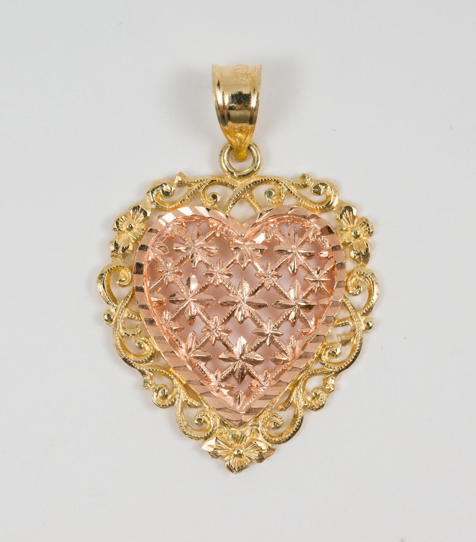 14K Beverly Hills Gold Two Tone Heart Pendant (1 of 3)