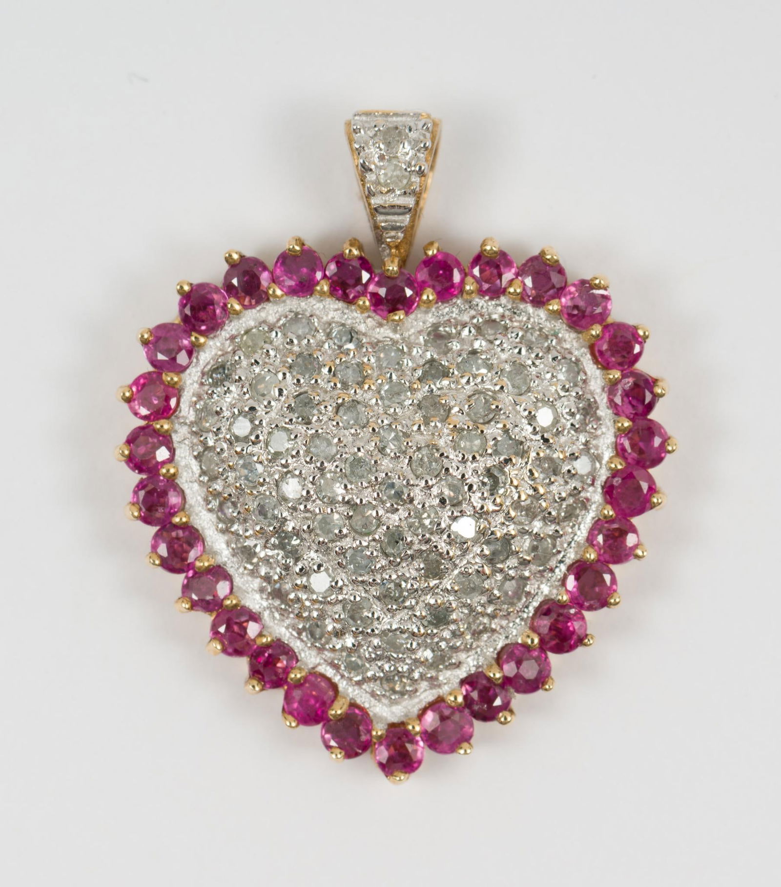 14K Gold Ruby and Diamond Heart Pendant (1 of 3)