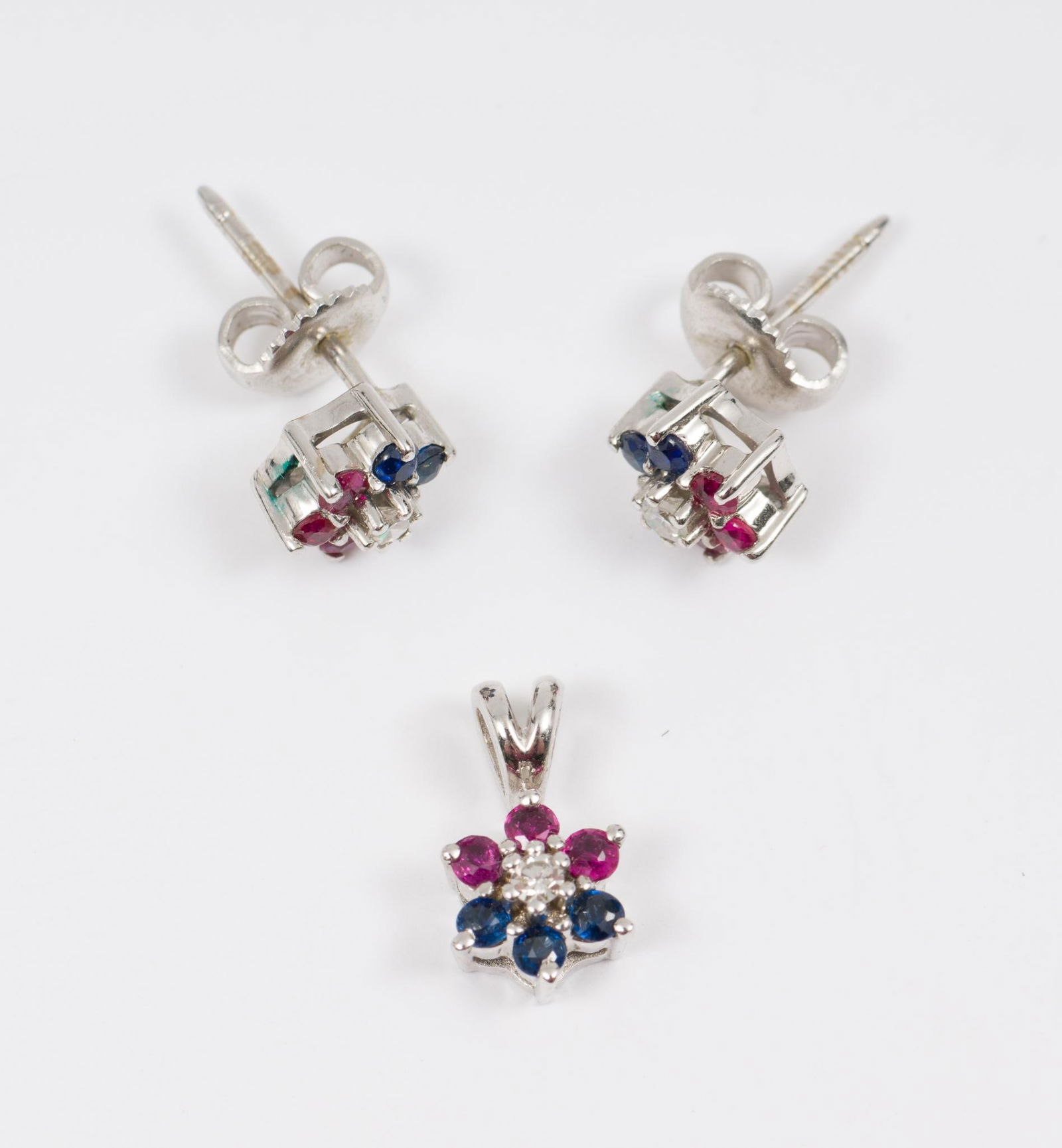 14k Gold and Gemstone Earrings & Pendant Set (1 of 5)